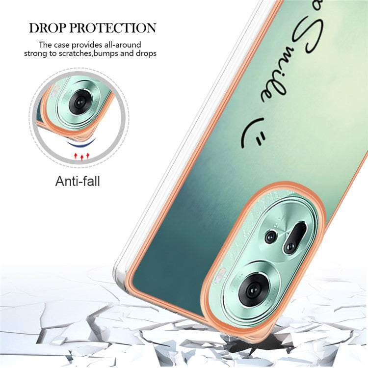 YB IMD Series-19 Style-D For Oppo Reno11 5G (Global) TPU Case Electroplated Pattern Slim Phone Shell - Keep Smile