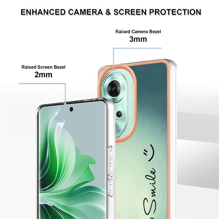 YB IMD Series-19 Style-D For Oppo Reno11 5G (Global) TPU Case Electroplated Pattern Slim Phone Shell - Keep Smile