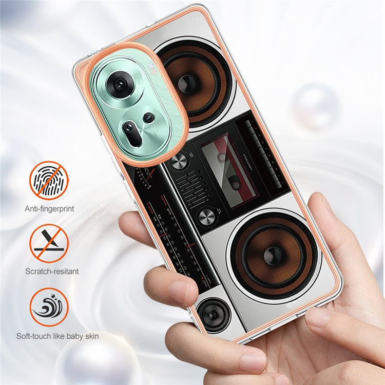 YB IMD Series-19 Style-D For Oppo Reno11 5G (Global) TPU Case Electroplated Pattern Slim Phone Shell - Radio
