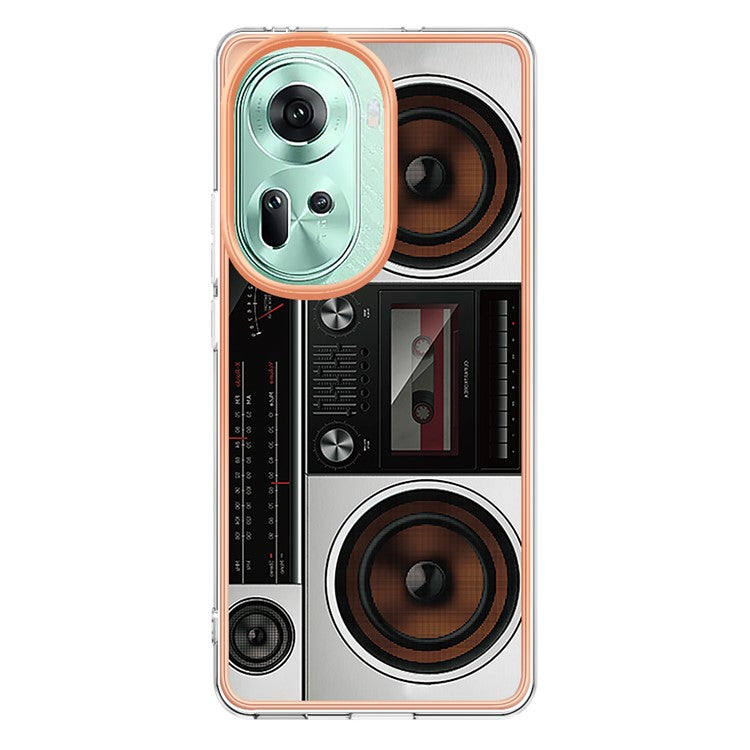 YB IMD Series-19 Style-D For Oppo Reno11 5G (Global) TPU Case Electroplated Pattern Slim Phone Shell - Radio
