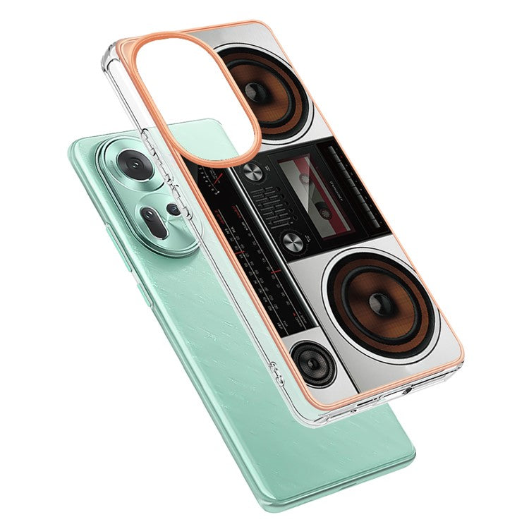 YB IMD Series-19 Style-D For Oppo Reno11 5G (Global) TPU Case Electroplated Pattern Slim Phone Shell - Radio