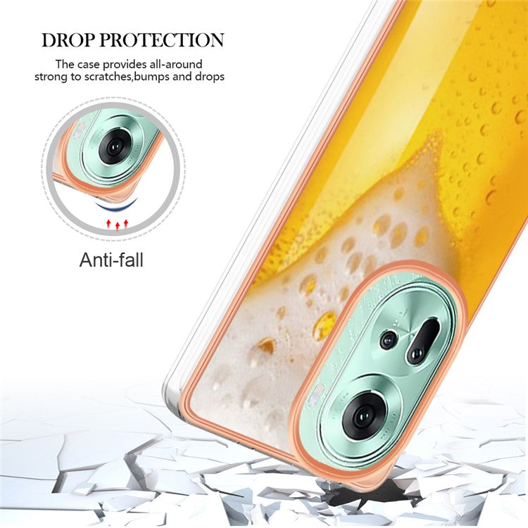 YB IMD Series-19 Style-D For Oppo Reno11 5G (Global) TPU Case Electroplated Pattern Slim Phone Shell - Beer