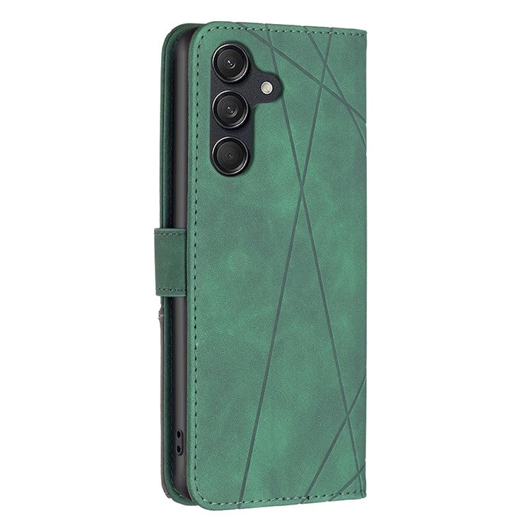 BINFEN COLOR For Samsung Galaxy M55 5G / C55 5G / F55 5G Phone Cases Wallet Stand Geometry Imprinted Leather Cover - Green