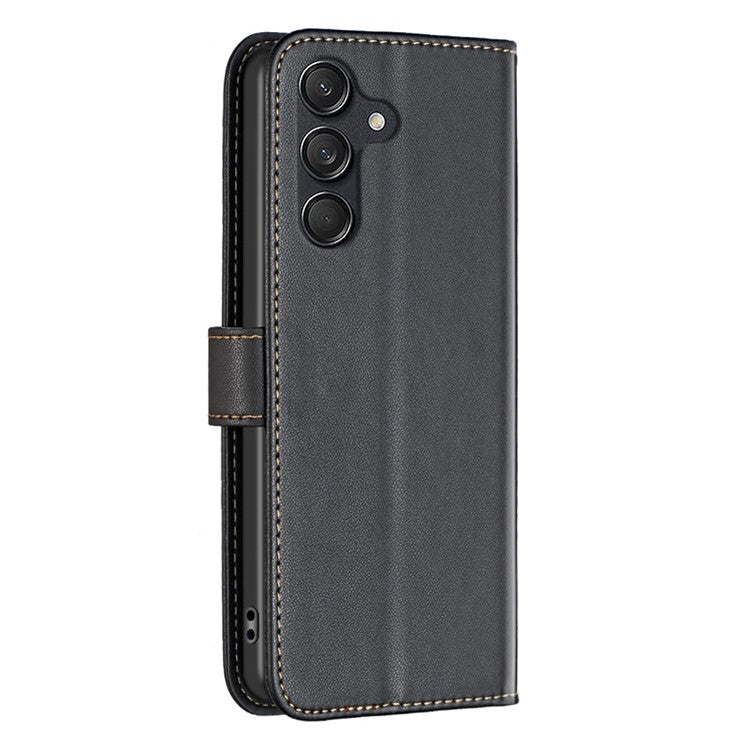 BINFEN COLOR BF17 For Samsung Galaxy M55 5G / C55 5G / F55 5G Wallet Case Shockproof Leather Phone Cover - Black