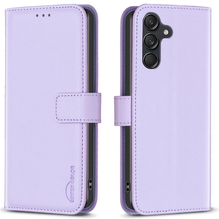 BINFEN COLOR BF17 For Samsung Galaxy M55 5G / C55 5G / F55 5G Wallet Case Shockproof Leather Phone Cover - Purple