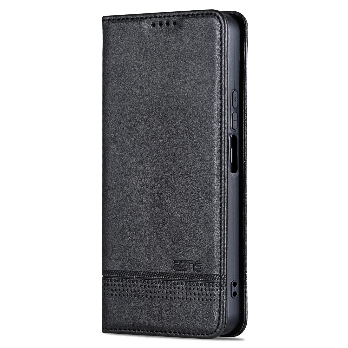 AZNS For Huawei nova 12i 4G / Enjoy 70 Pro Case Leather Cowhide Texture Wallet Phone Cover - Black