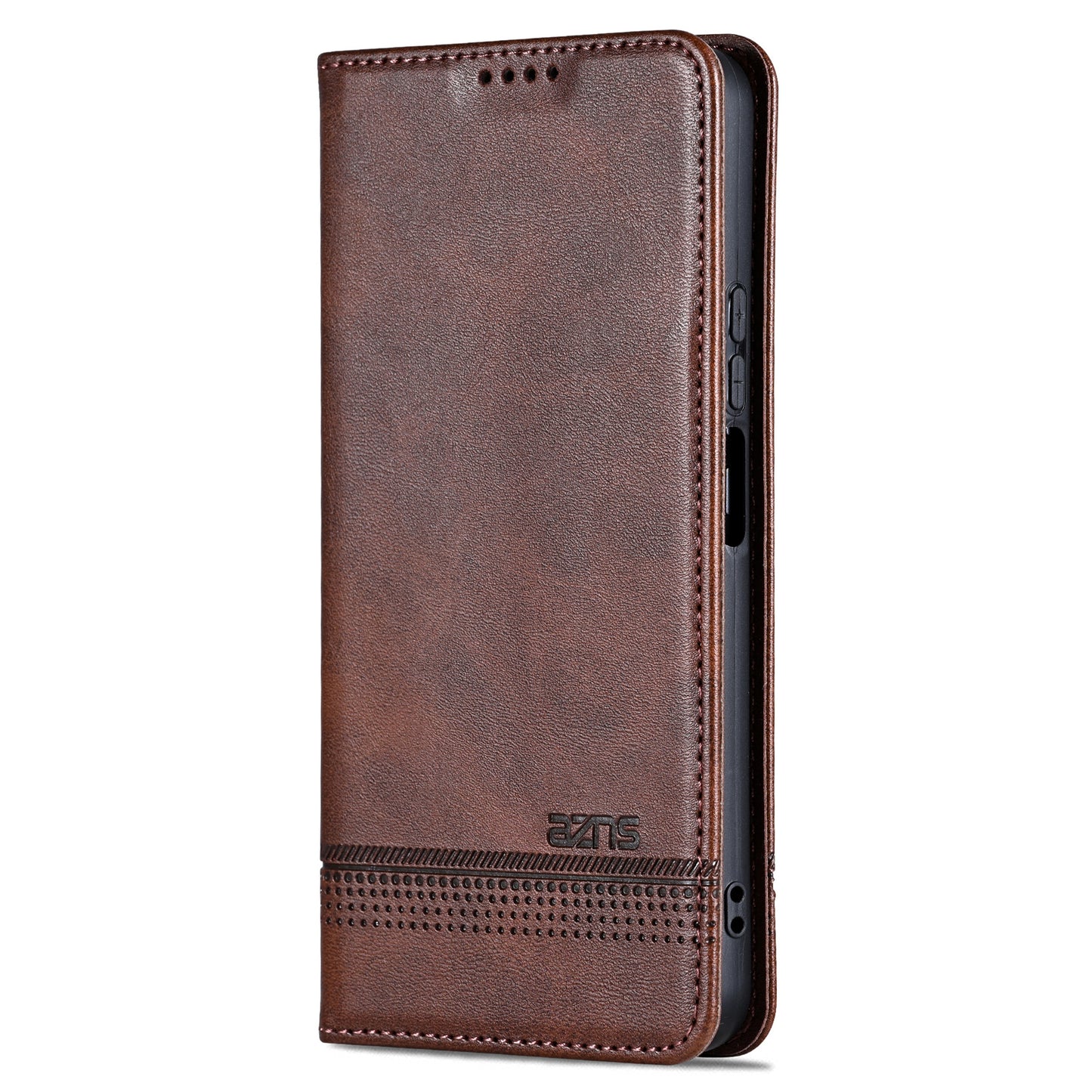 AZNS For Huawei nova 12i 4G / Enjoy 70 Pro Case Leather Cowhide Texture Wallet Phone Cover - Coffee