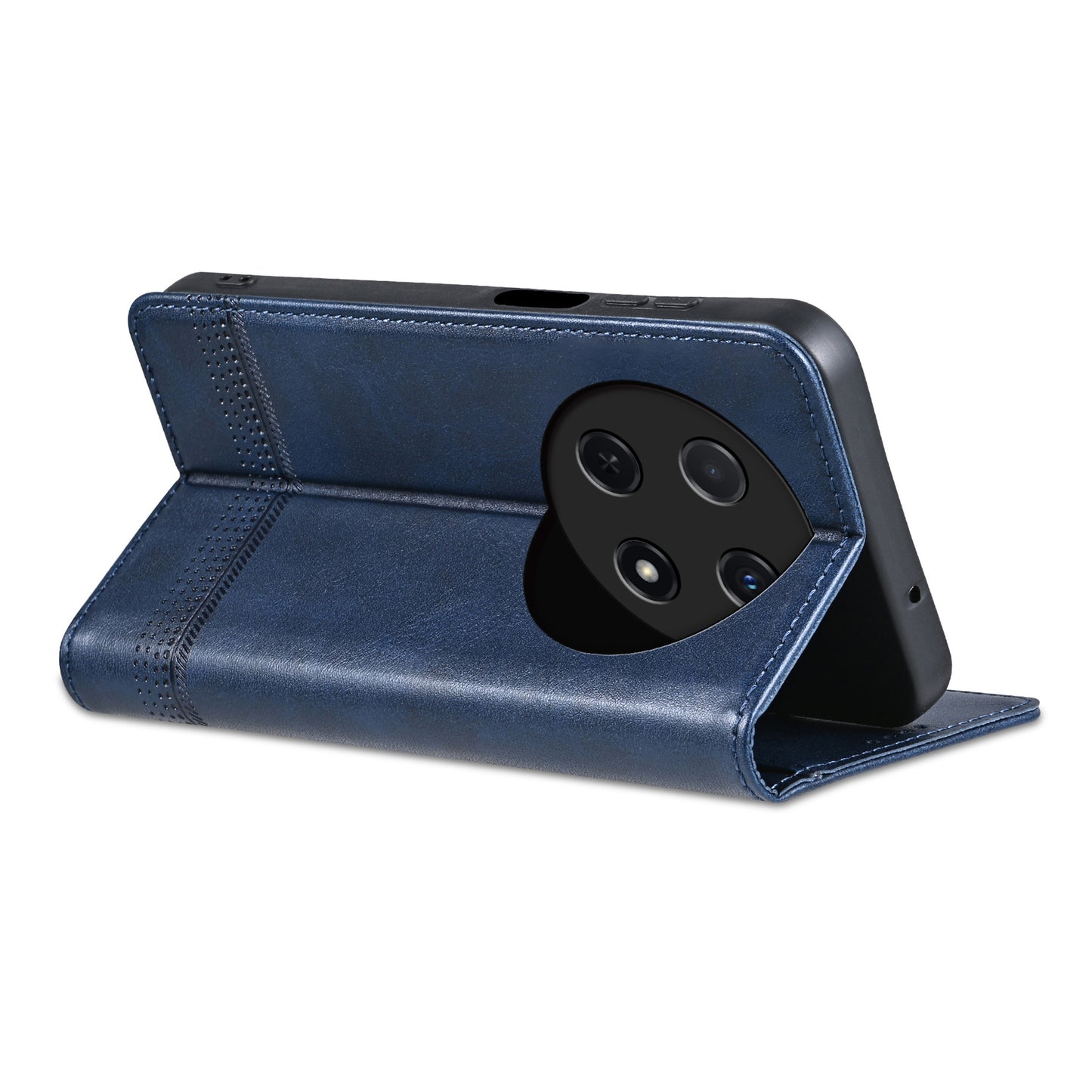 AZNS For Huawei nova 12i 4G / Enjoy 70 Pro Case Leather Cowhide Texture Wallet Phone Cover - Blue