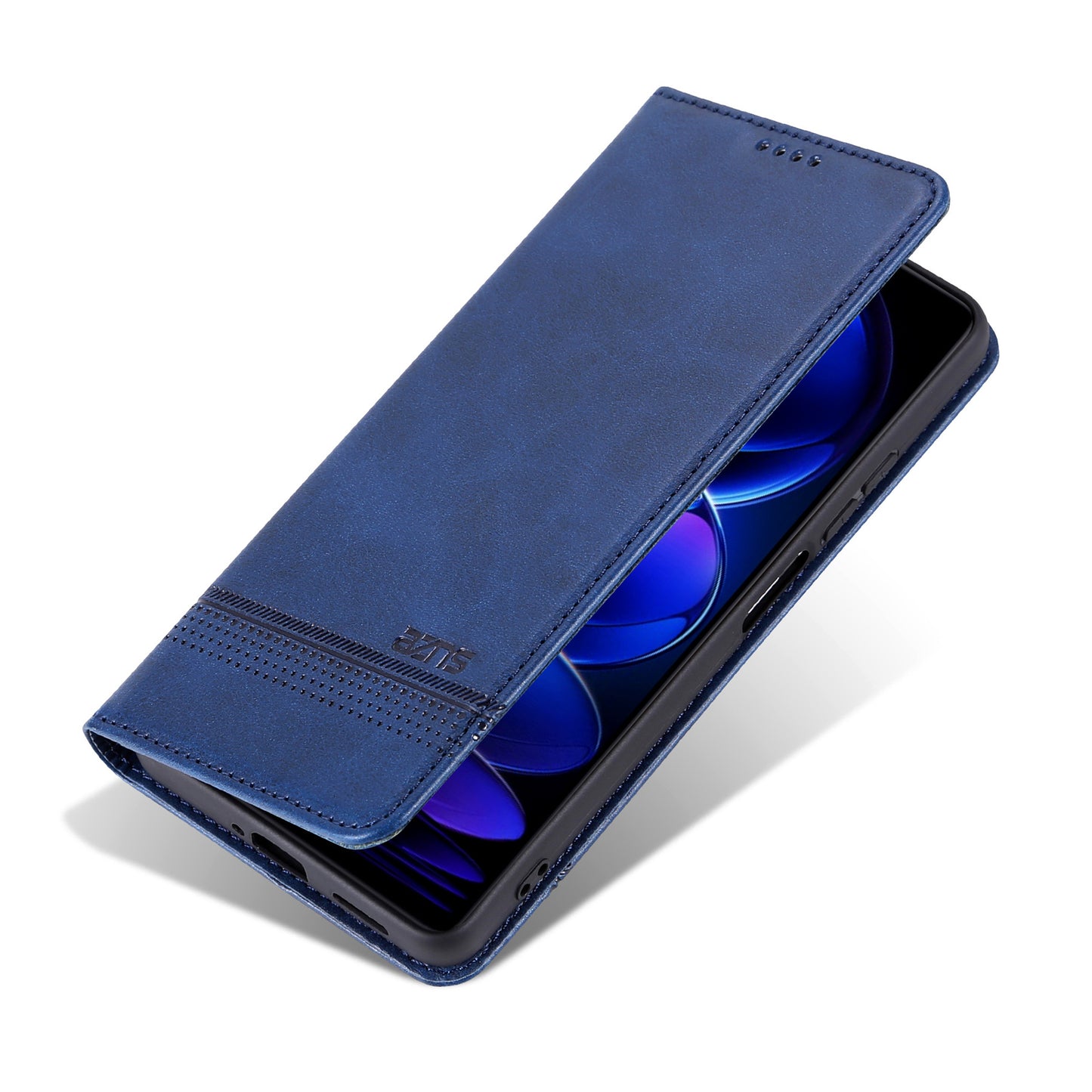 AZNS For Huawei nova 12i 4G / Enjoy 70 Pro Case Leather Cowhide Texture Wallet Phone Cover - Blue