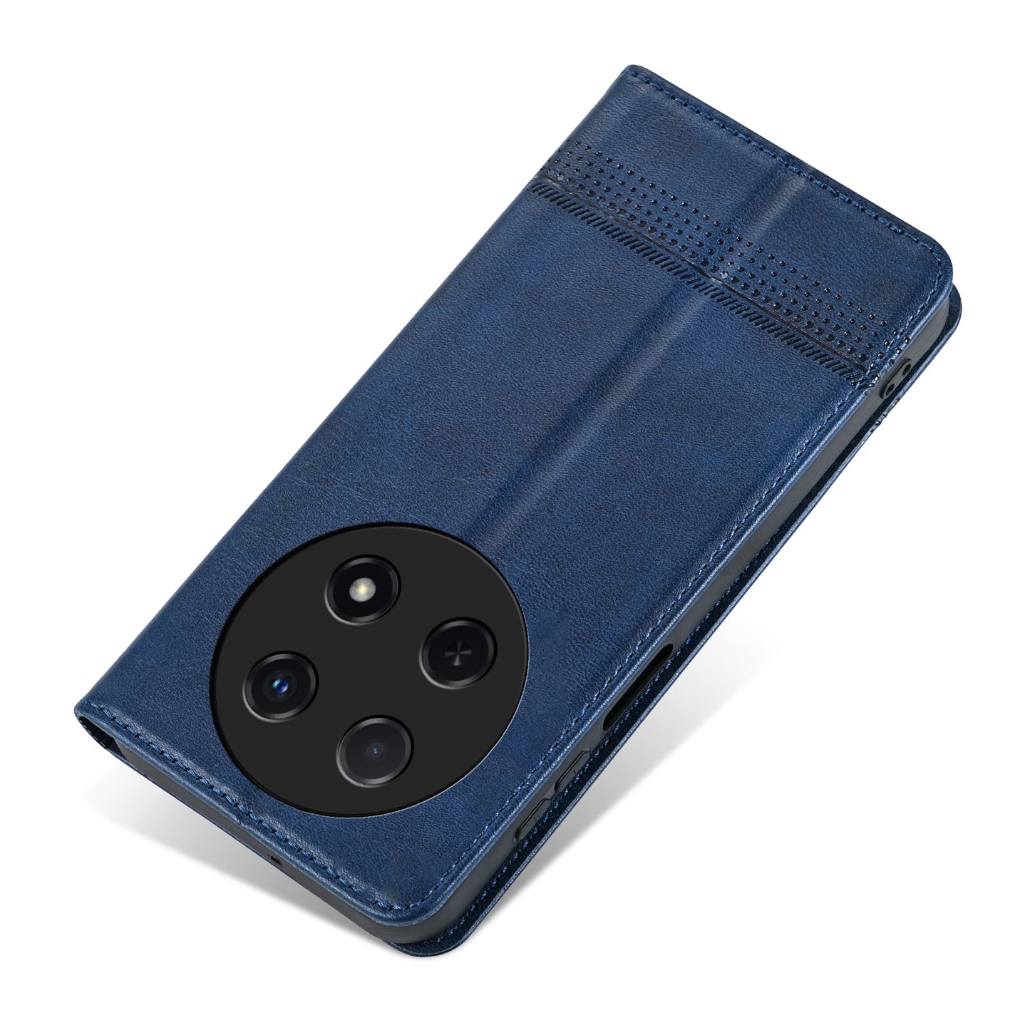 AZNS For Huawei nova 12i 4G / Enjoy 70 Pro Case Leather Cowhide Texture Wallet Phone Cover - Blue