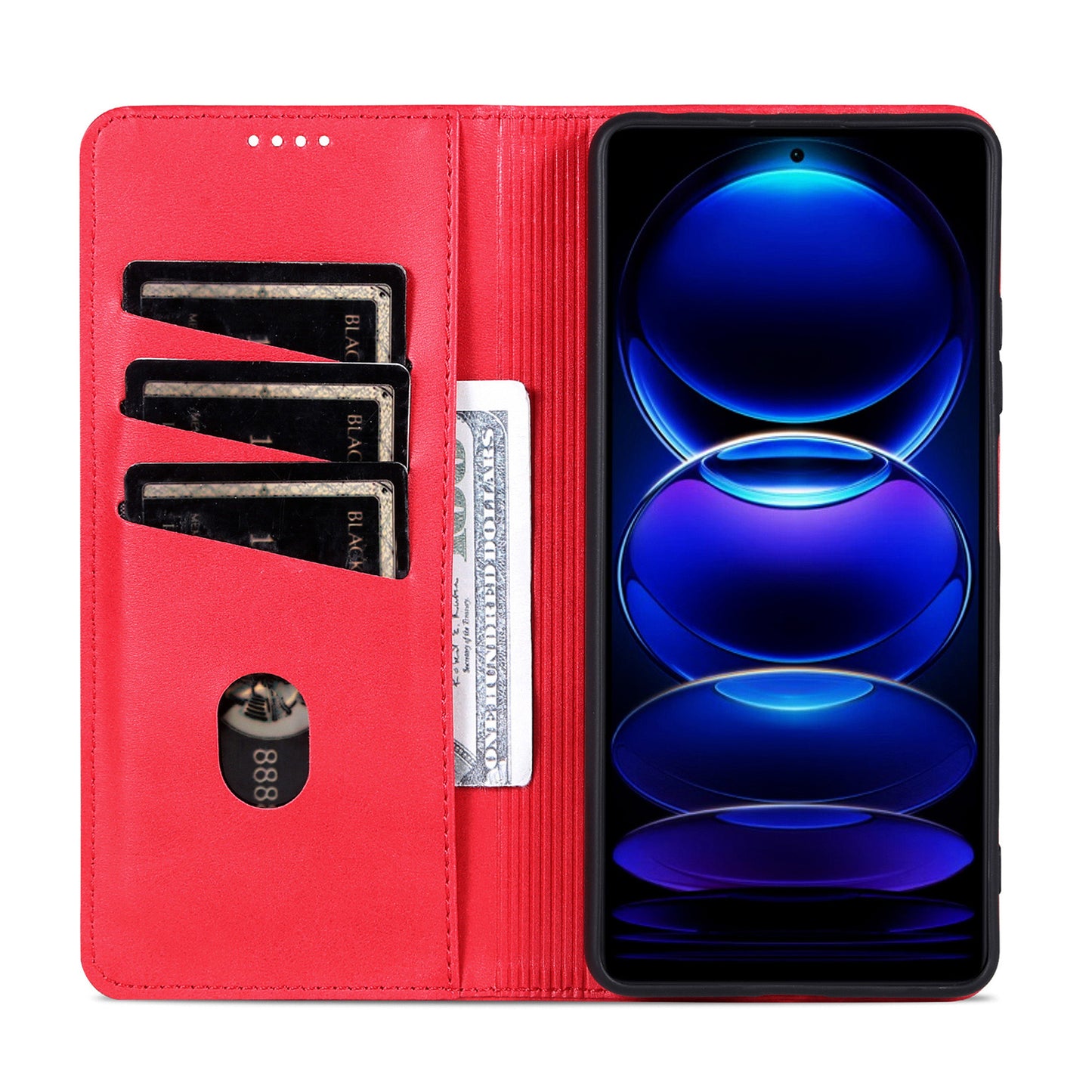 AZNS For Huawei nova 12i 4G / Enjoy 70 Pro Case Leather Cowhide Texture Wallet Phone Cover - Red