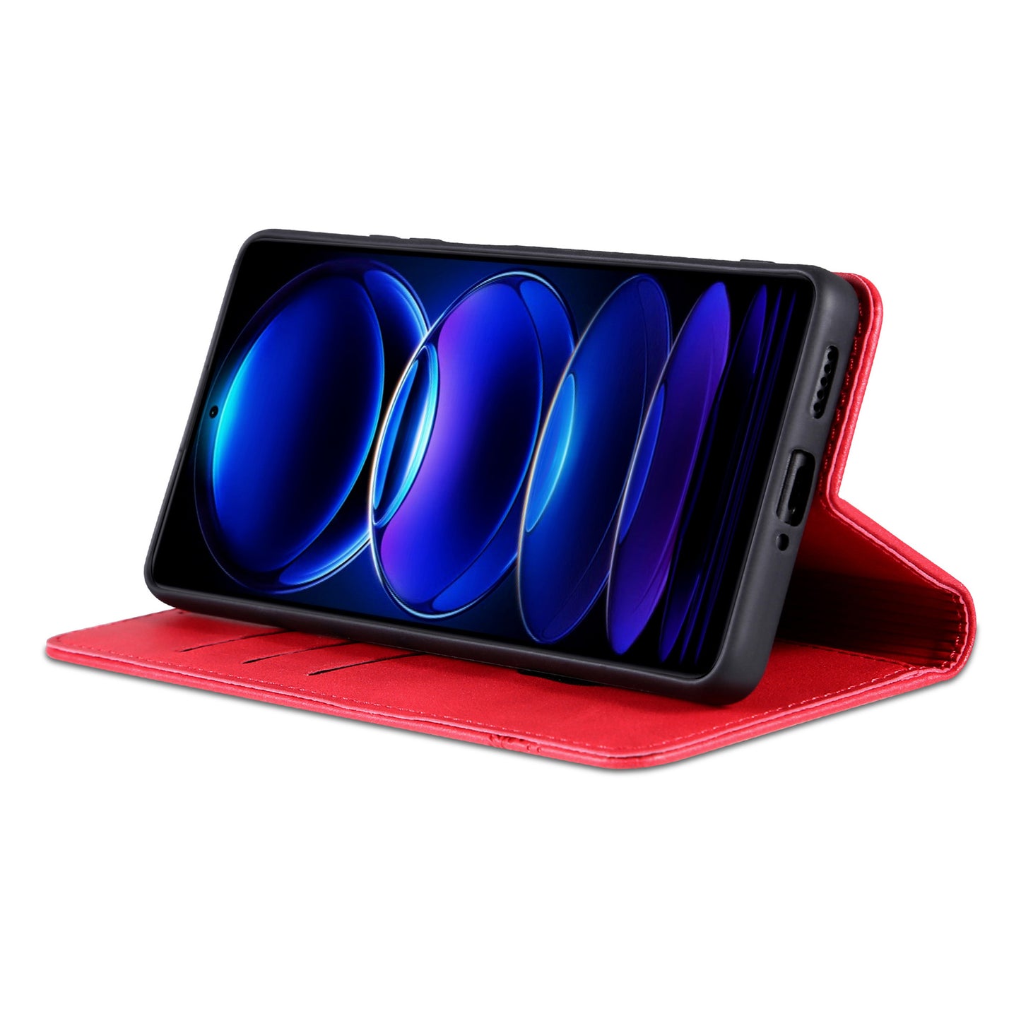 AZNS For Huawei nova 12i 4G / Enjoy 70 Pro Case Leather Cowhide Texture Wallet Phone Cover - Red