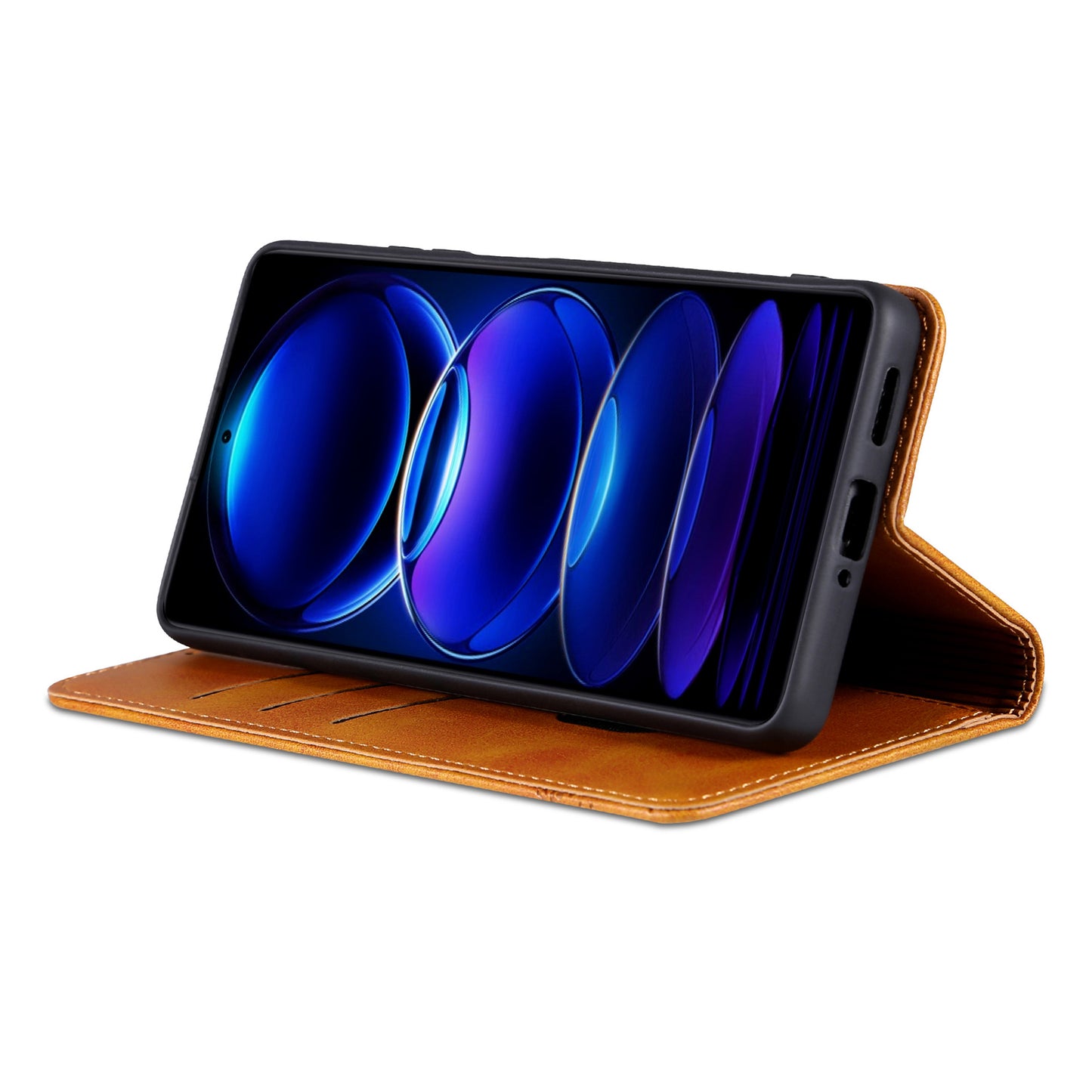 AZNS For Huawei nova 12i 4G / Enjoy 70 Pro Case Leather Cowhide Texture Wallet Phone Cover - Brown