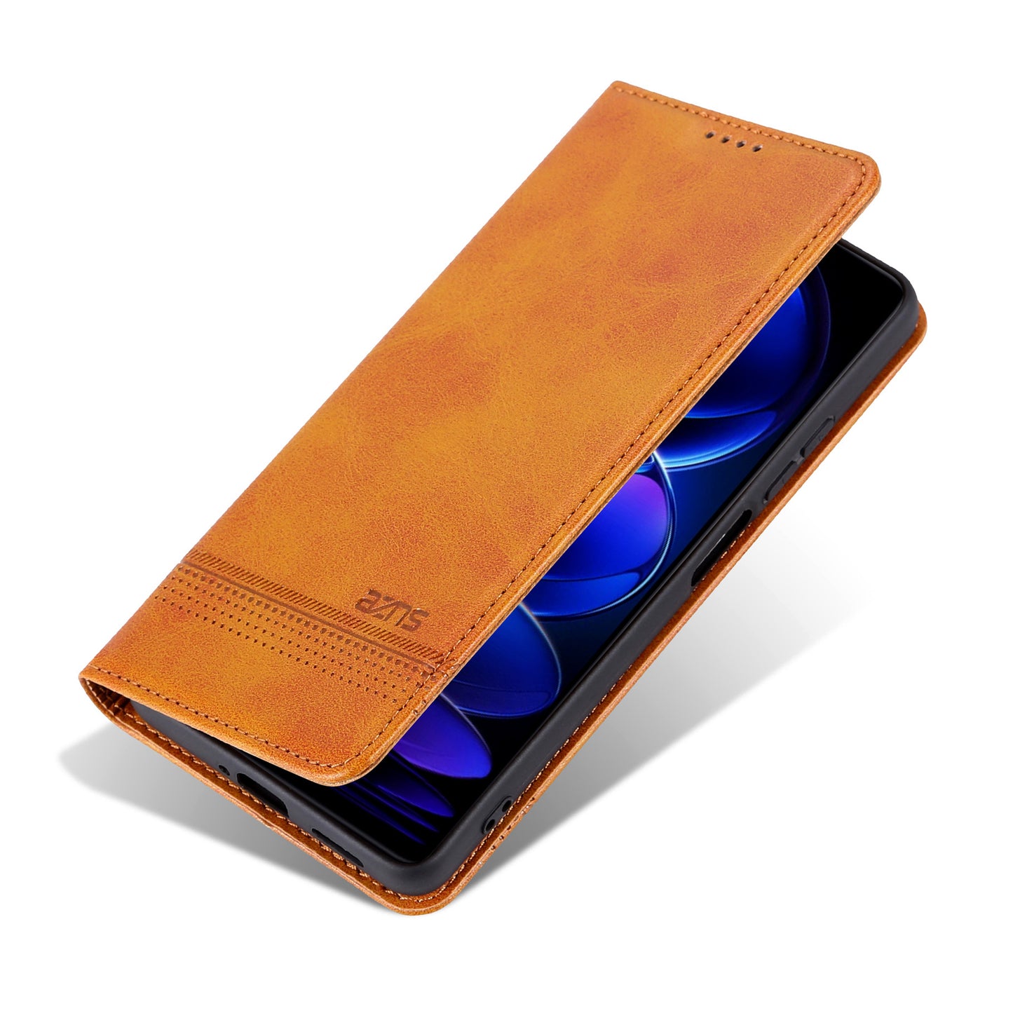 AZNS For Huawei nova 12i 4G / Enjoy 70 Pro Case Leather Cowhide Texture Wallet Phone Cover - Brown