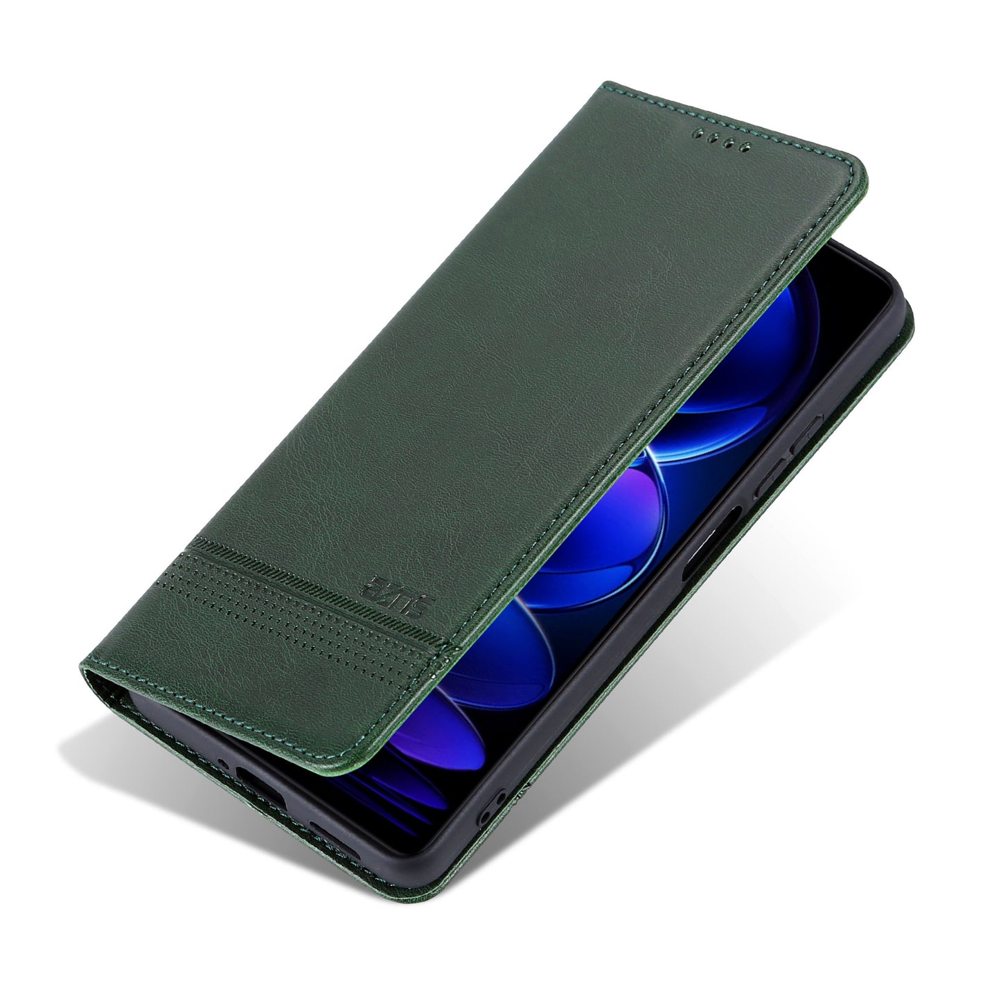 AZNS For Huawei nova 12i 4G / Enjoy 70 Pro Case Leather Cowhide Texture Wallet Phone Cover - Green