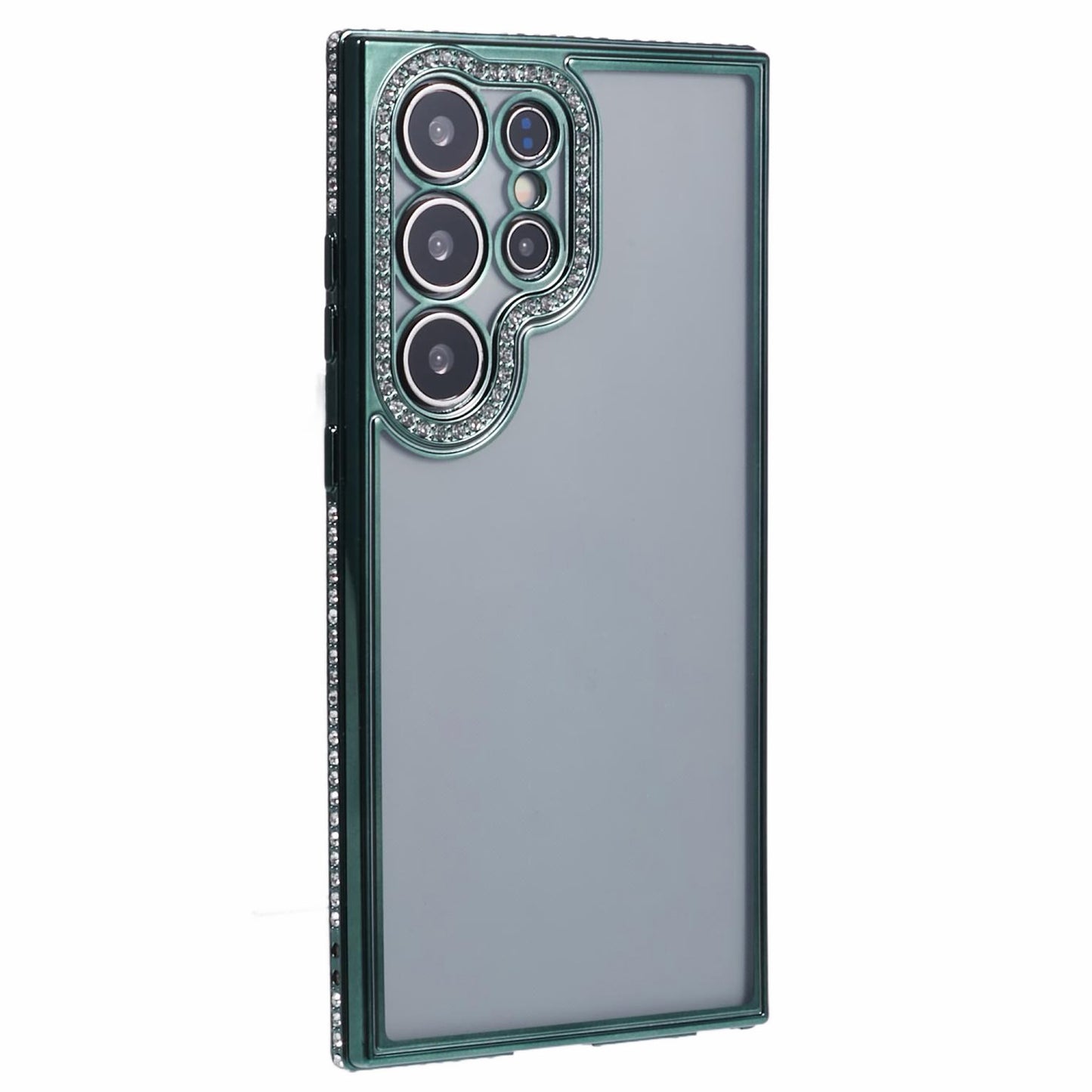 For Samsung Galaxy S22 Ultra 5G Case Bling Rhinestones Soft TPU Phone Cover - Midnight Green