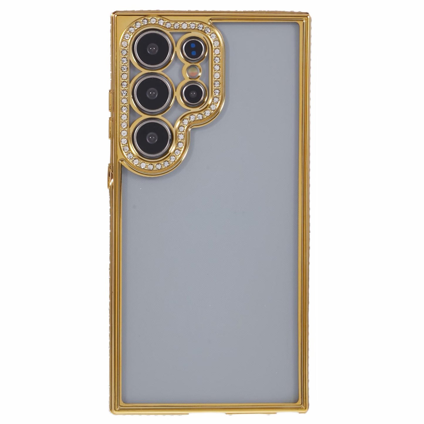For Samsung Galaxy S22 Ultra 5G Case Bling Rhinestones Soft TPU Phone Cover - Gold
