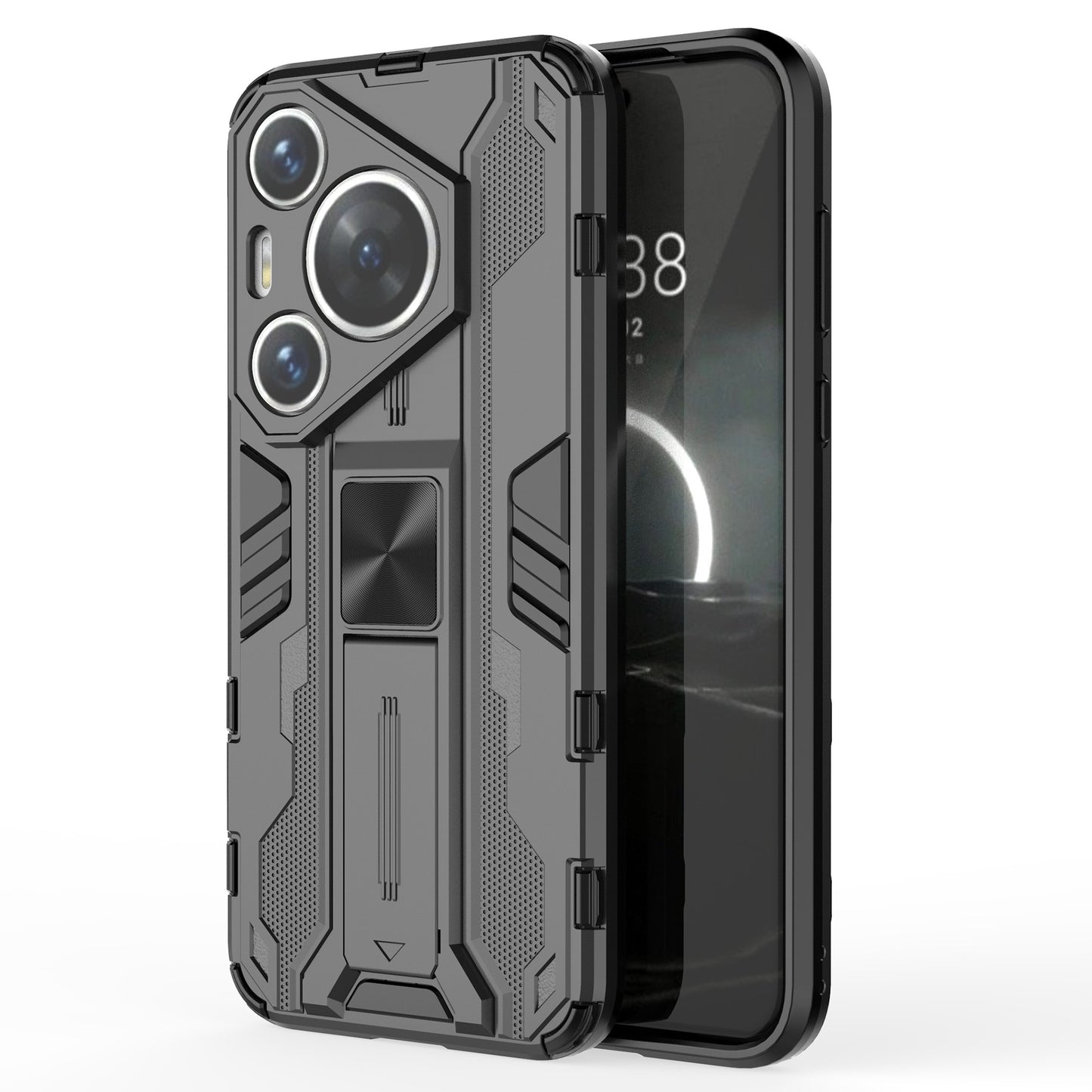 For Huawei Pura 70 Pro / Pura 70 Pro+ Case Kickstand PC + TPU Phone Back Cover - Black