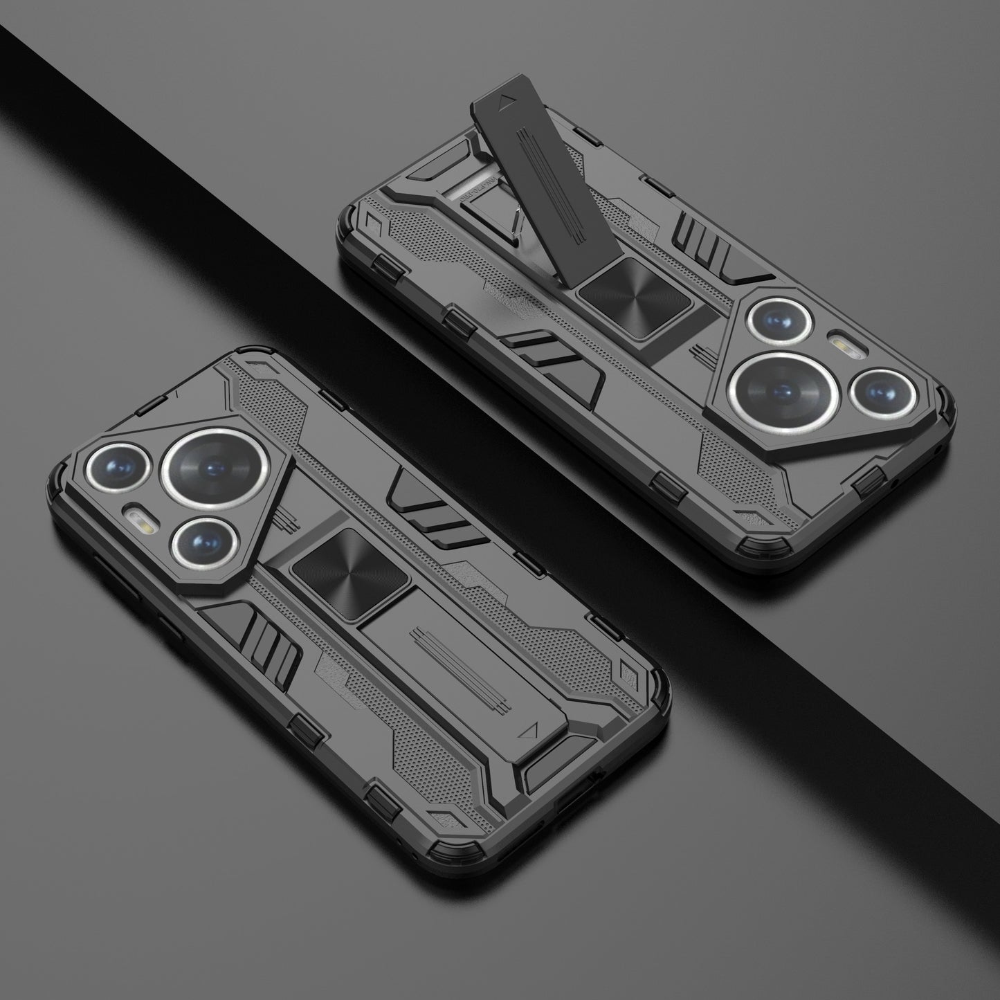 For Huawei Pura 70 Pro / Pura 70 Pro+ Case Kickstand PC + TPU Phone Back Cover - Black