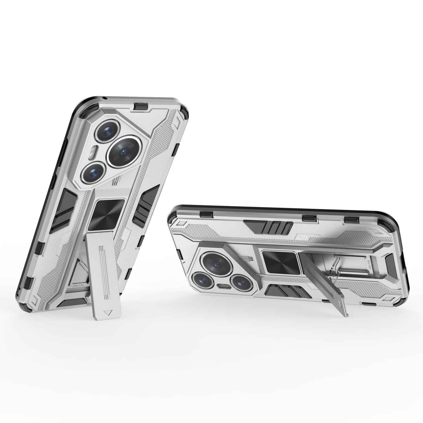 For Huawei Pura 70 Pro / Pura 70 Pro+ Case Kickstand PC + TPU Phone Back Cover - Silver