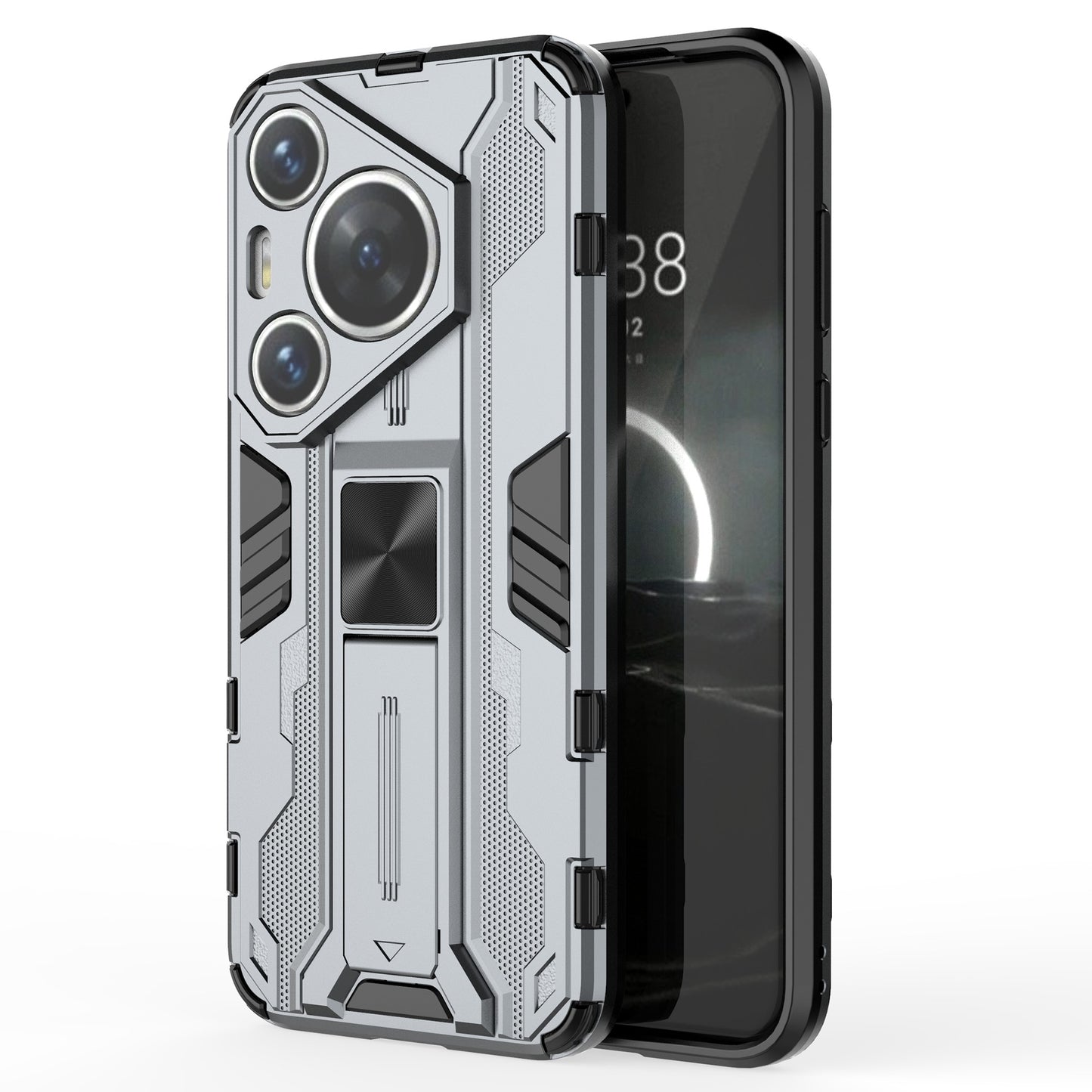 For Huawei Pura 70 Pro / Pura 70 Pro+ Case Kickstand PC + TPU Phone Back Cover - Grey