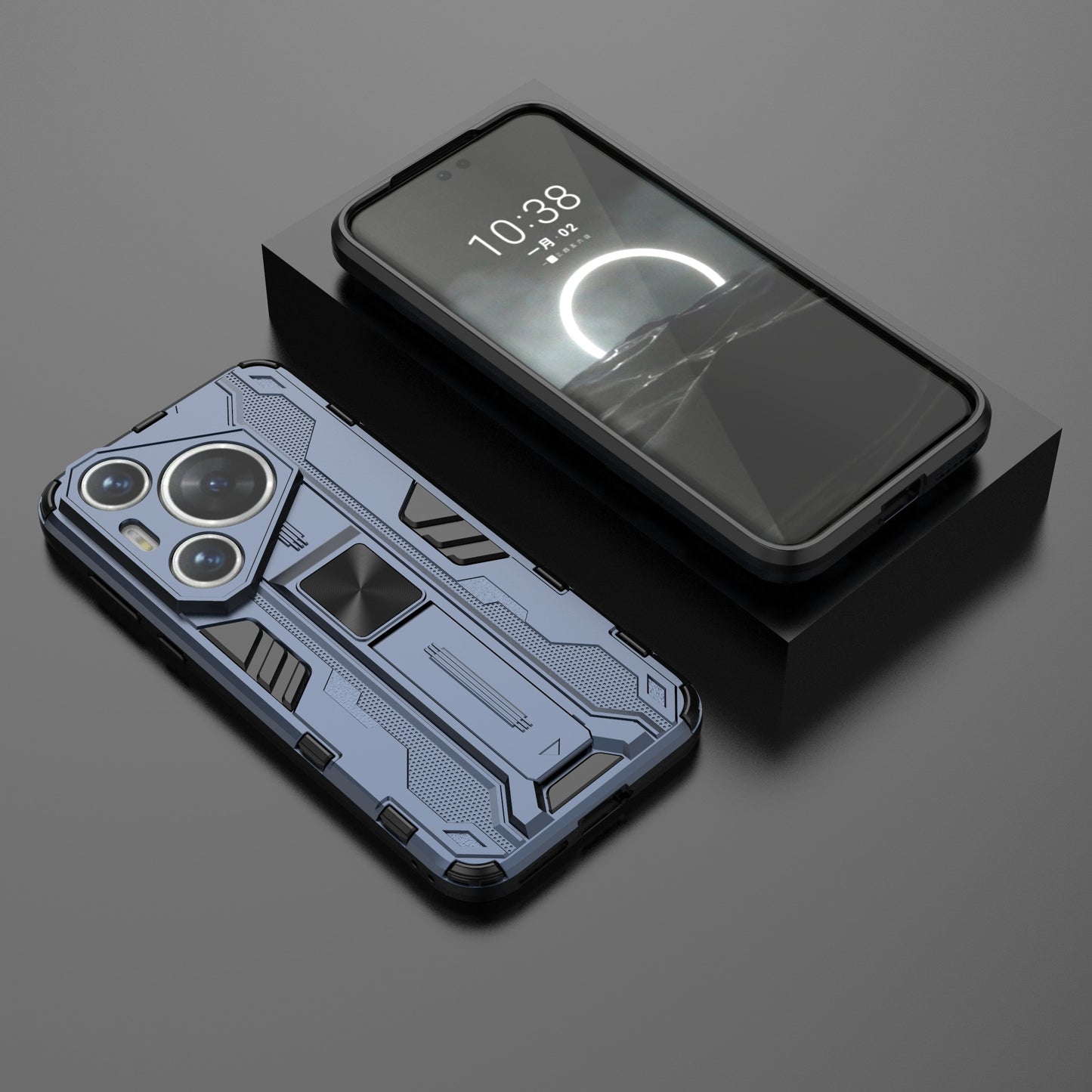 For Huawei Pura 70 Pro / Pura 70 Pro+ Case Kickstand PC + TPU Phone Back Cover - Blue