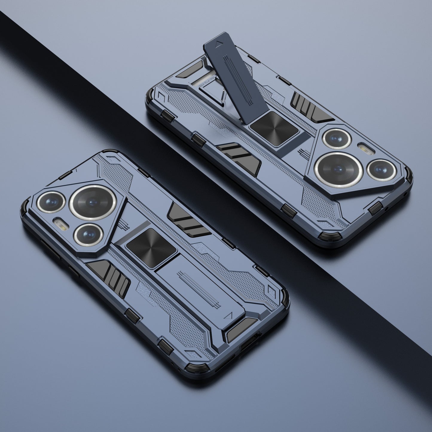 For Huawei Pura 70 Pro / Pura 70 Pro+ Case Kickstand PC + TPU Phone Back Cover - Blue