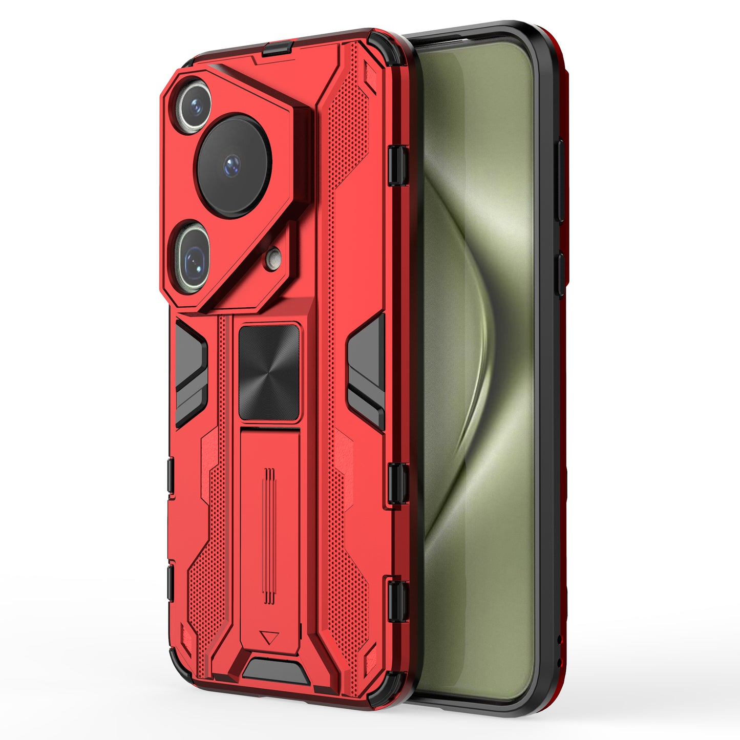 For Huawei Pura 70 Ultra Case PC + TPU Kickstand Anti-drop Phone Cover - Red