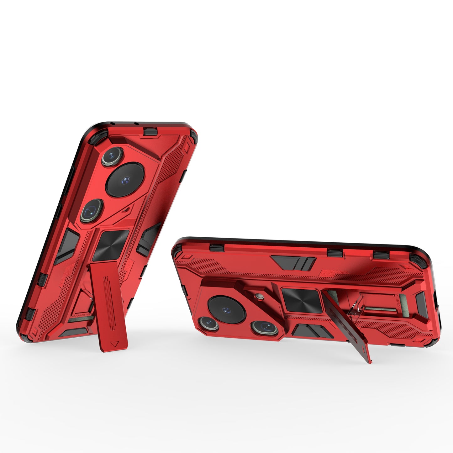 For Huawei Pura 70 Ultra Case PC + TPU Kickstand Anti-drop Phone Cover - Red