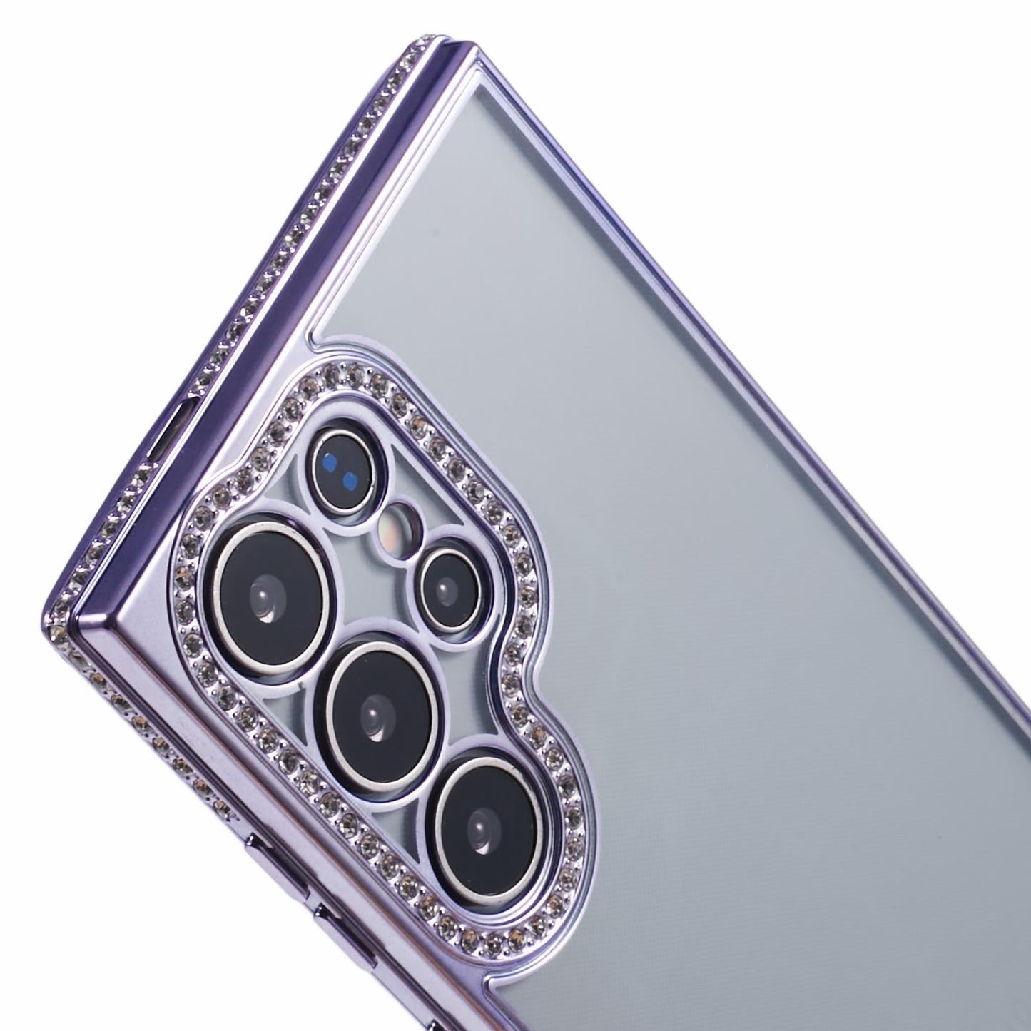 For Samsung Galaxy S23 Ultra Shockproof Case Rhinestones Decor TPU Slim Phone Cover - Dark Purple