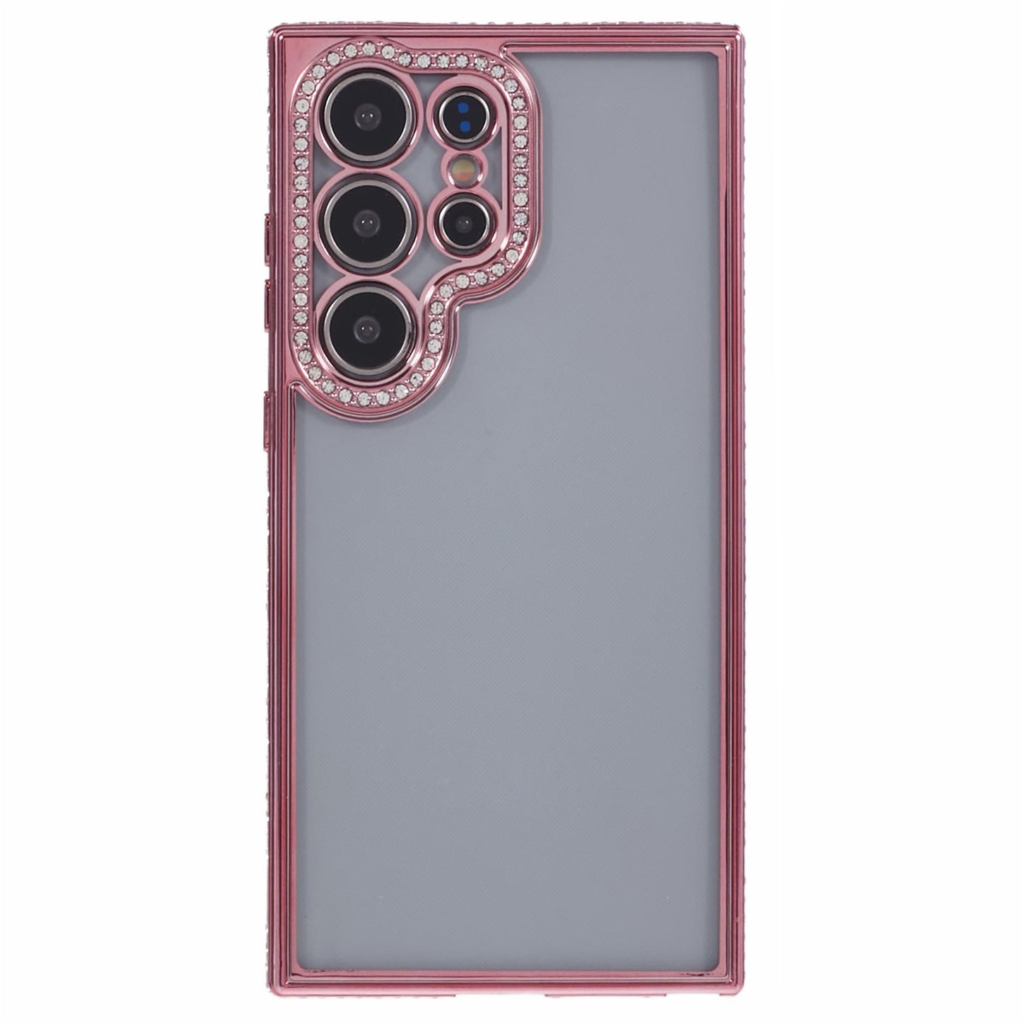 For Samsung Galaxy S23 Ultra Shockproof Case Rhinestones Decor TPU Slim Phone Cover - Rose Gold
