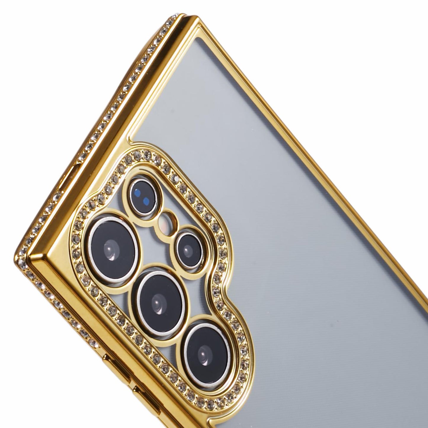 For Samsung Galaxy S23 Ultra Shockproof Case Rhinestones Decor TPU Slim Phone Cover - Gold