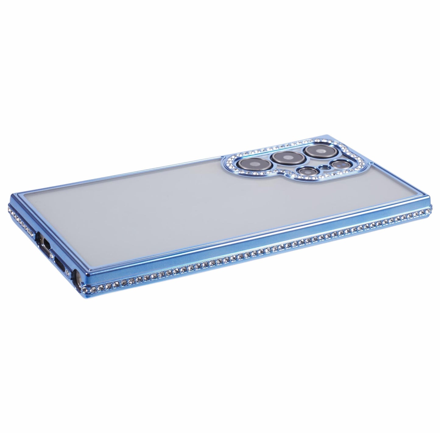 For Samsung Galaxy S23 Ultra Shockproof Case Rhinestones Decor TPU Slim Phone Cover - Blue