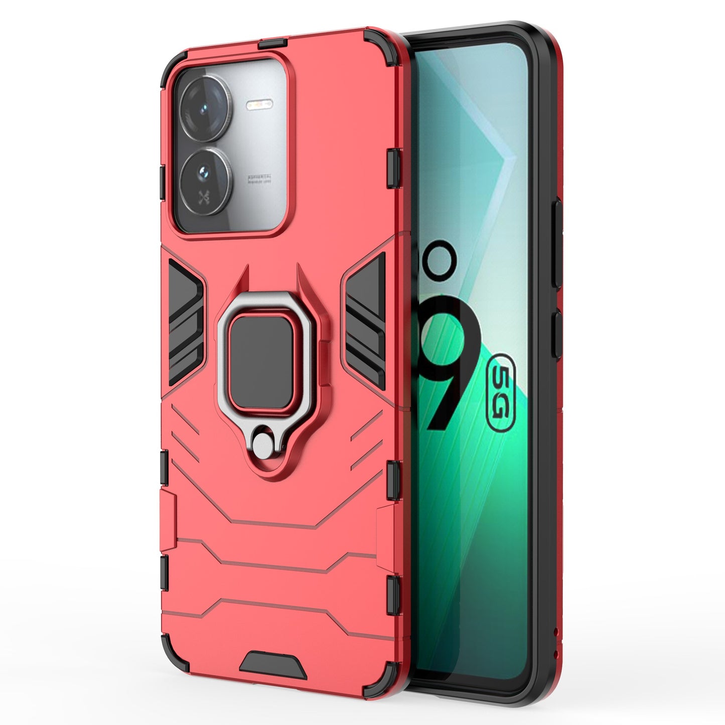 For vivo iQOO Z9 5G Kickstand Case PC+TPU Bump Proof Cell Phone Shell - Red