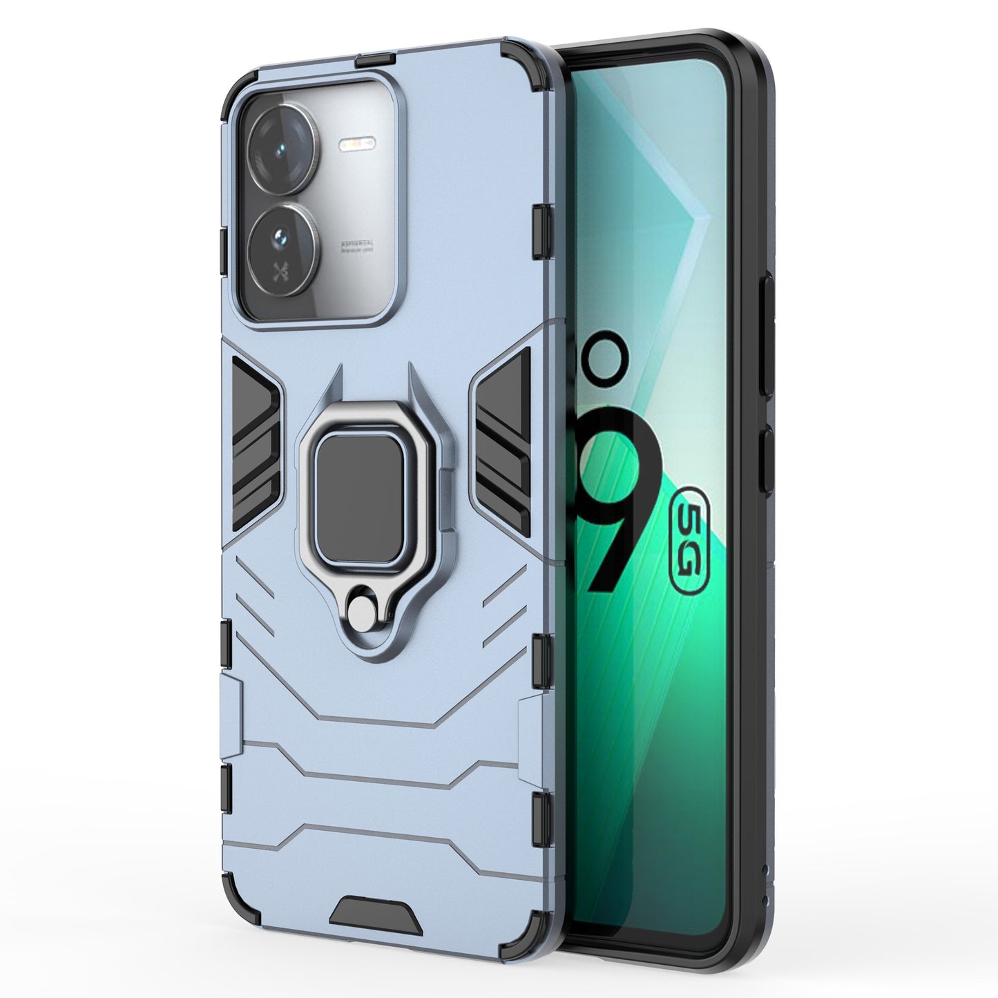 For vivo iQOO Z9 5G Kickstand Case PC+TPU Bump Proof Cell Phone Shell - Blue