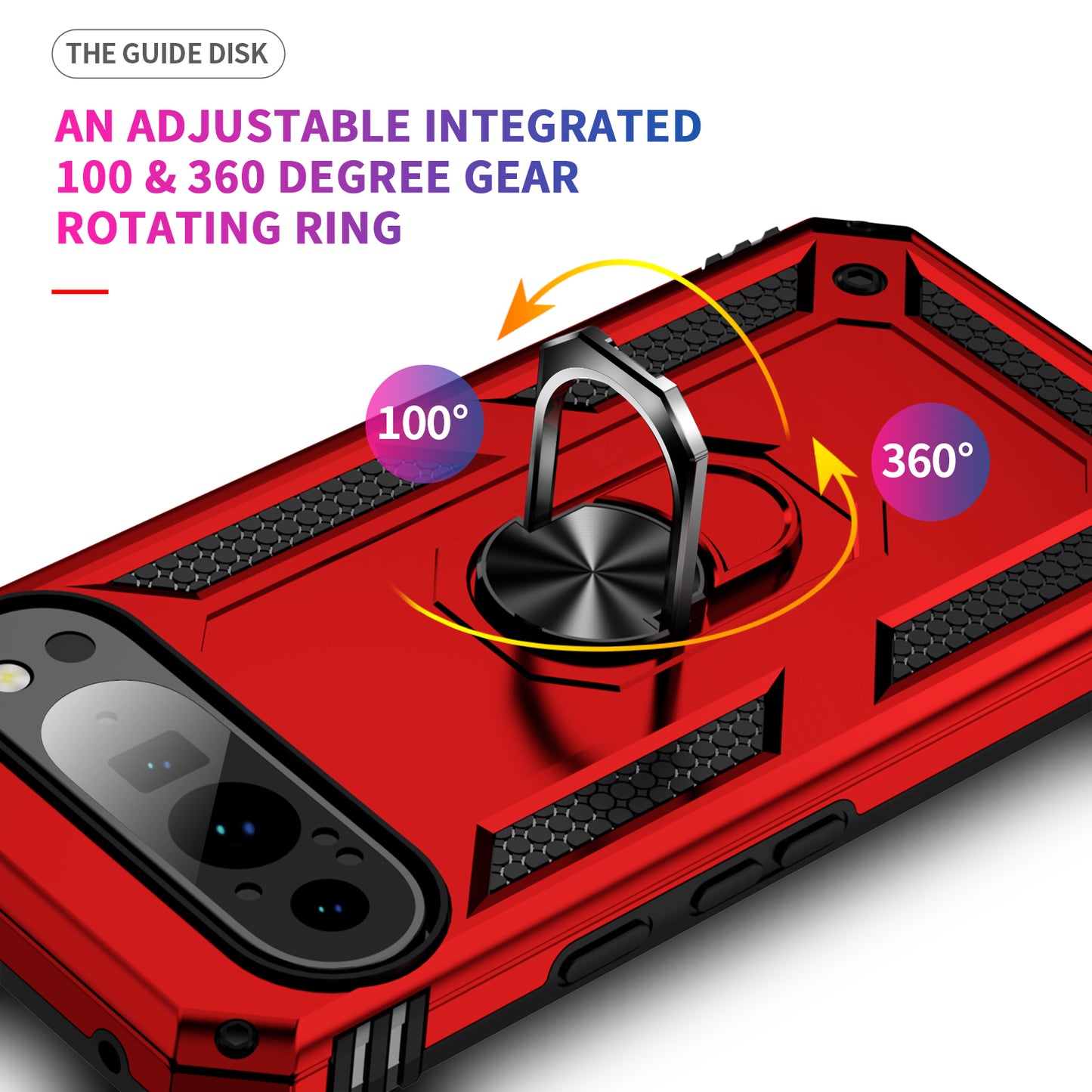 For Google Pixel 9 Pro Case Shockproof Kickstand PC+TPU Phone Cover - Red