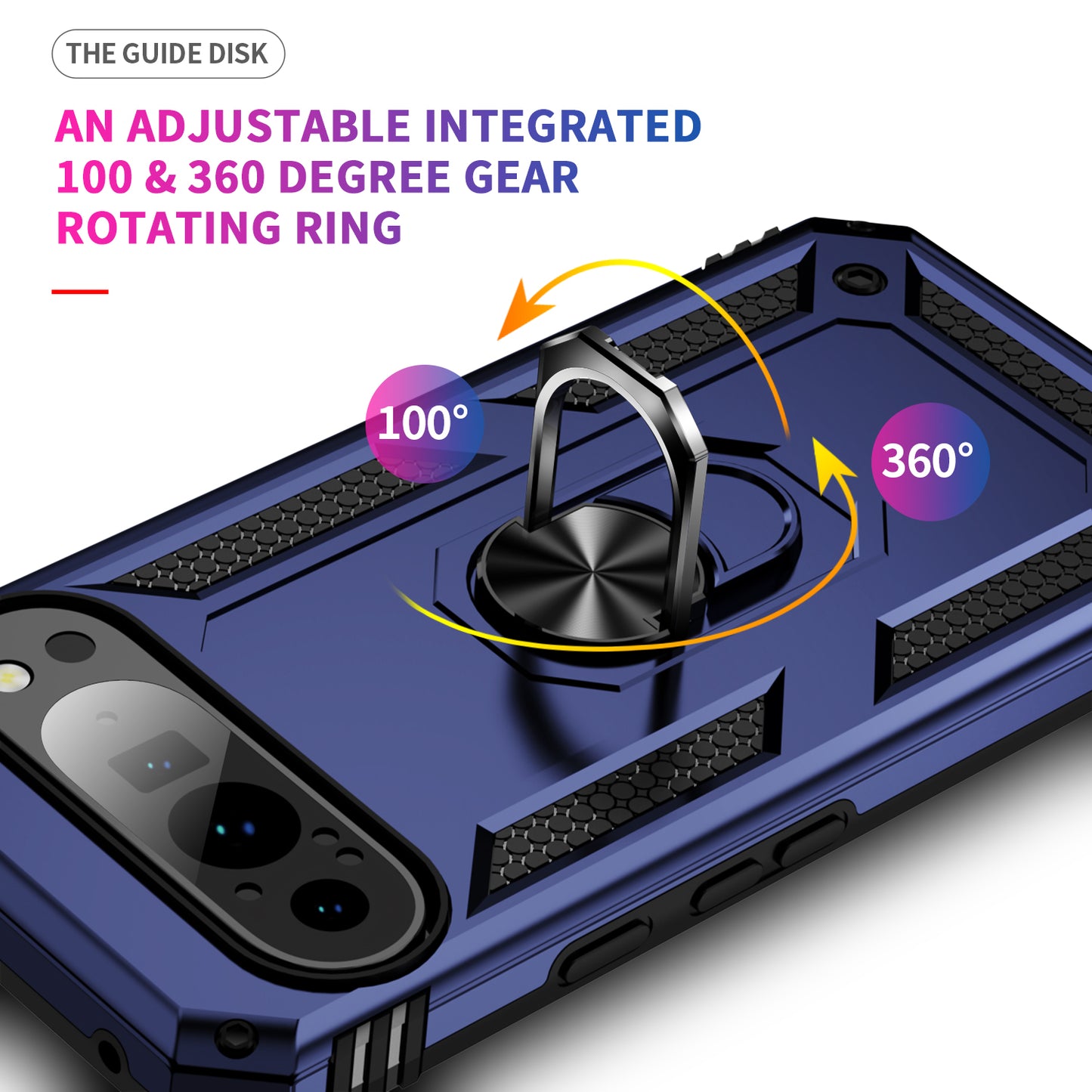 For Google Pixel 9 Pro Case Shockproof Kickstand PC+TPU Phone Cover - Blue