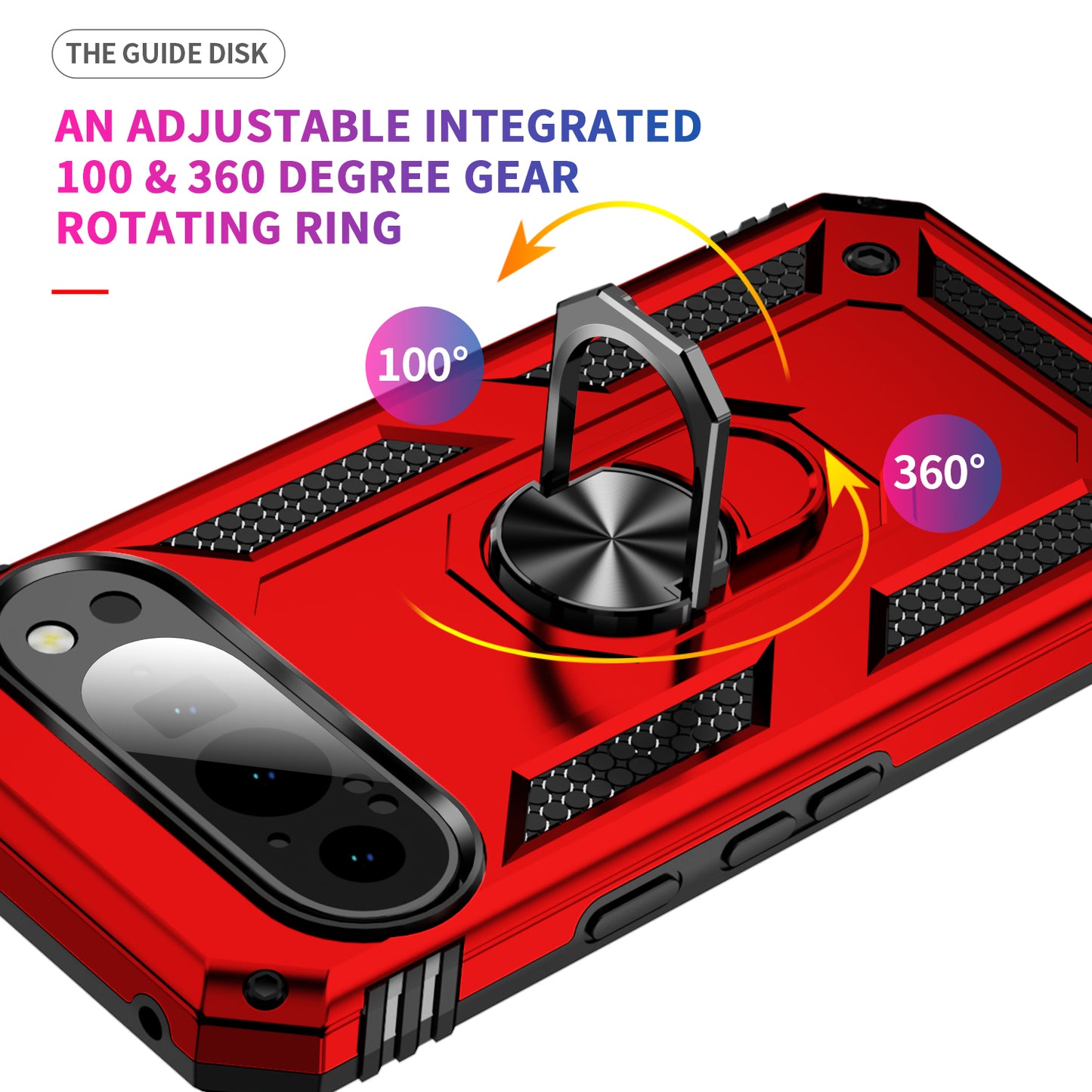 For Google Pixel 9 Case Scratch-proof PC+TPU Kickstand Phone Cover - Red