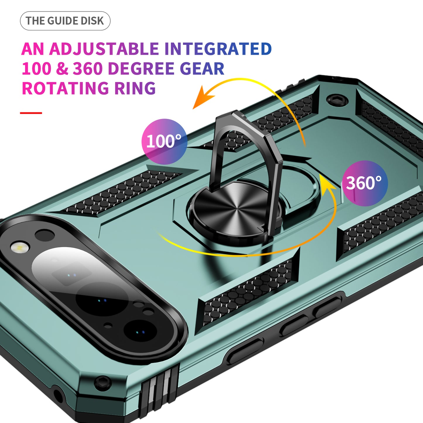 For Google Pixel 9 Case Scratch-proof PC+TPU Kickstand Phone Cover - Blackish Green