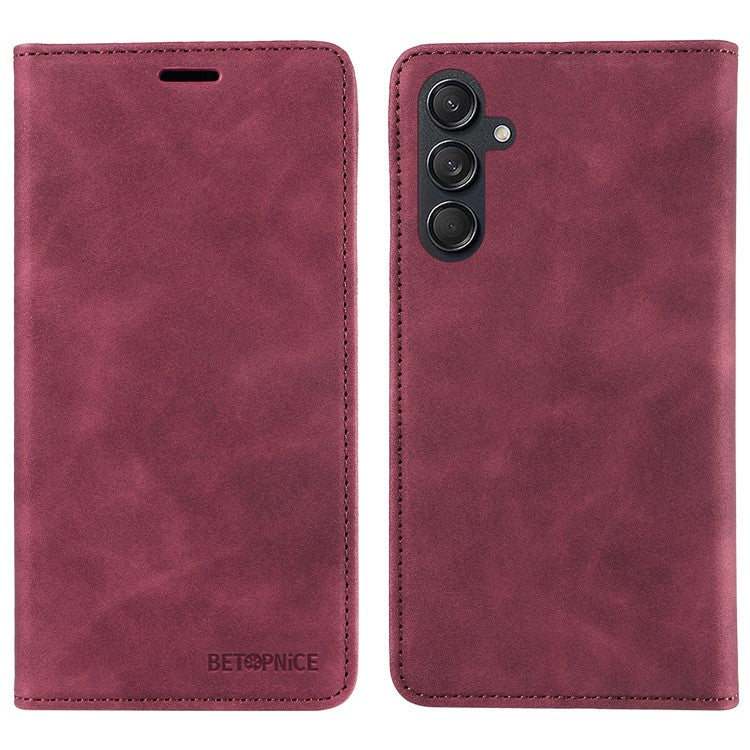 BETOPNICE 003 For Samsung Galaxy M55 5G / C55 5G / F55 5G Case Magnetic Closing Leather Cover RFID Blocking Wallet - Red