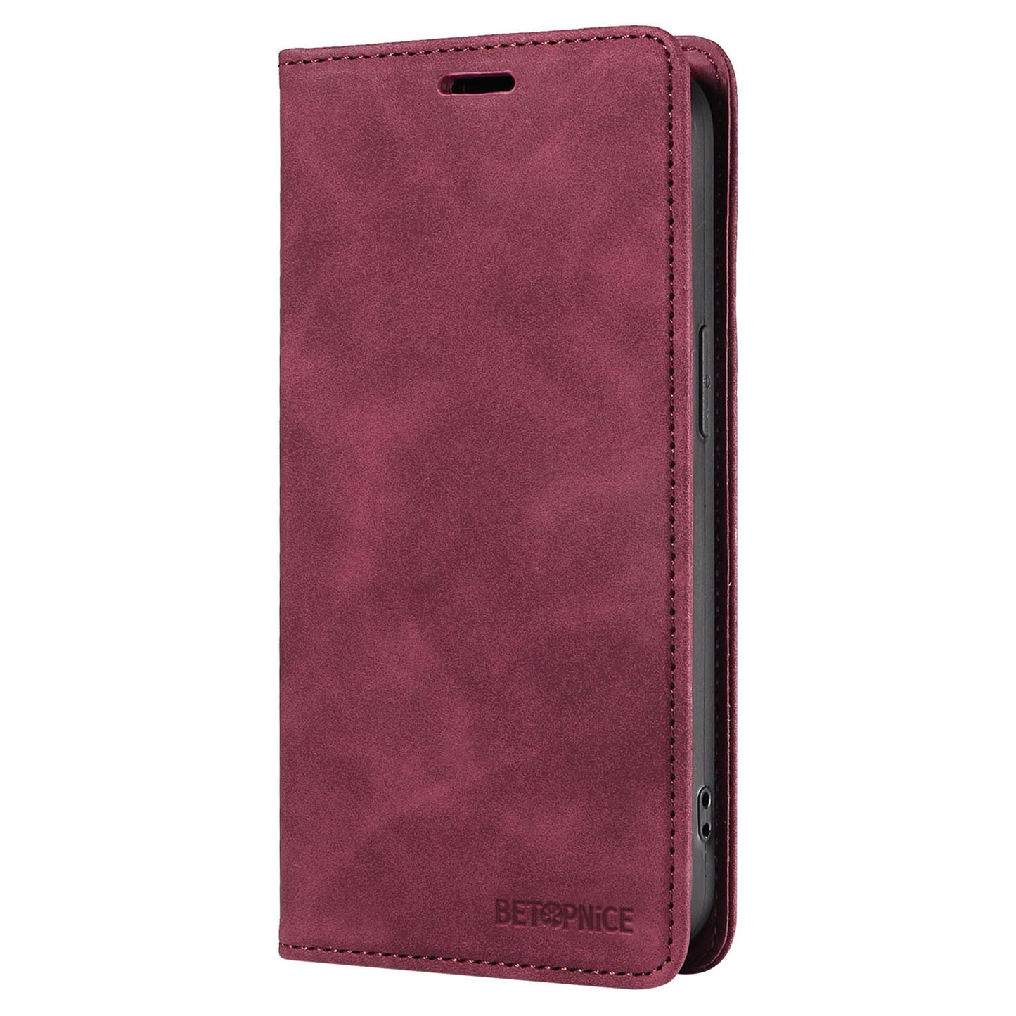 BETOPNICE 003 For Samsung Galaxy M55 5G Case Magnetic Closing Leather Cover RFID Blocking Wallet - Red