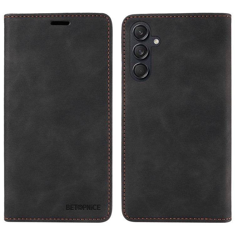 BETOPNICE 003 For Samsung Galaxy M55 5G / C55 5G / F55 5G Case Magnetic Closing Leather Cover RFID Blocking Wallet - Black