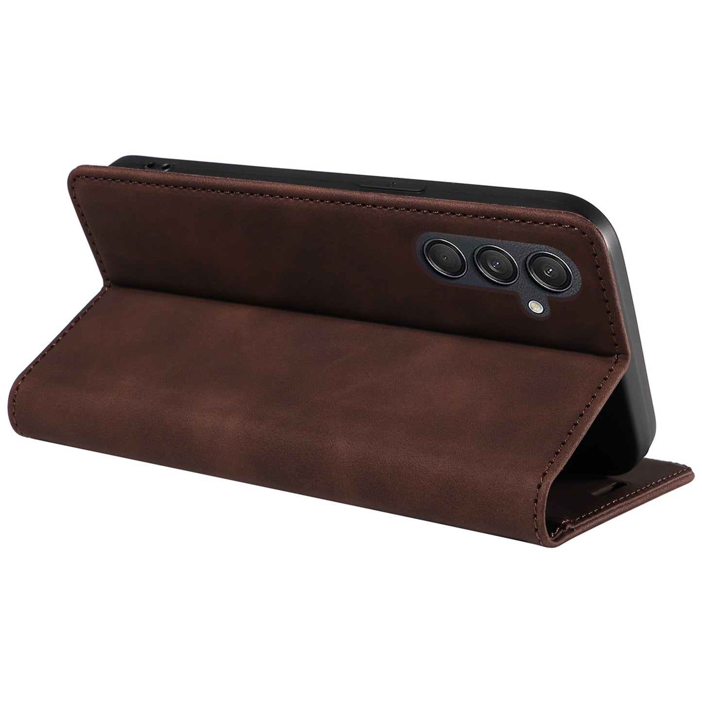 BETOPNICE 003 For Samsung Galaxy M55 5G Case Magnetic Closing Leather Cover RFID Blocking Wallet - Brown