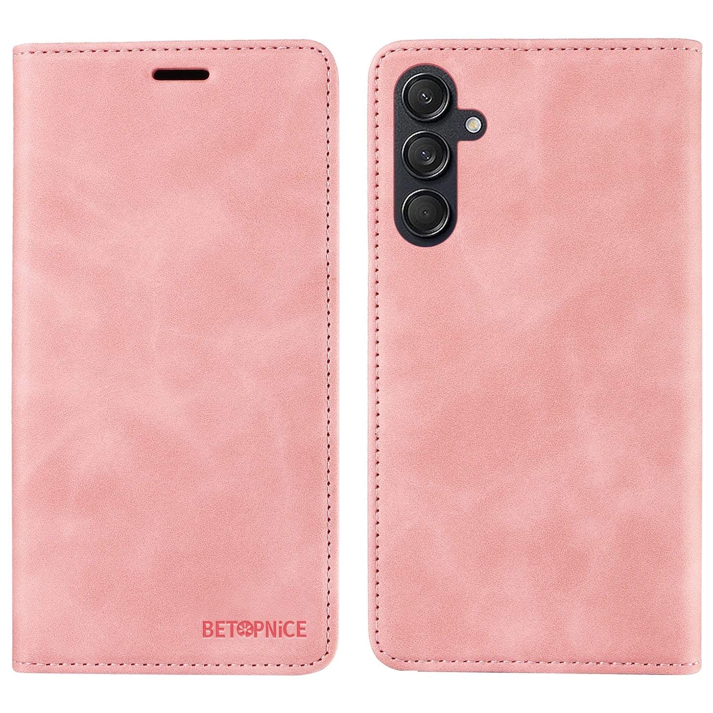 BETOPNICE 003 For Samsung Galaxy M55 5G Case Magnetic Closing Leather Cover RFID Blocking Wallet - Pink