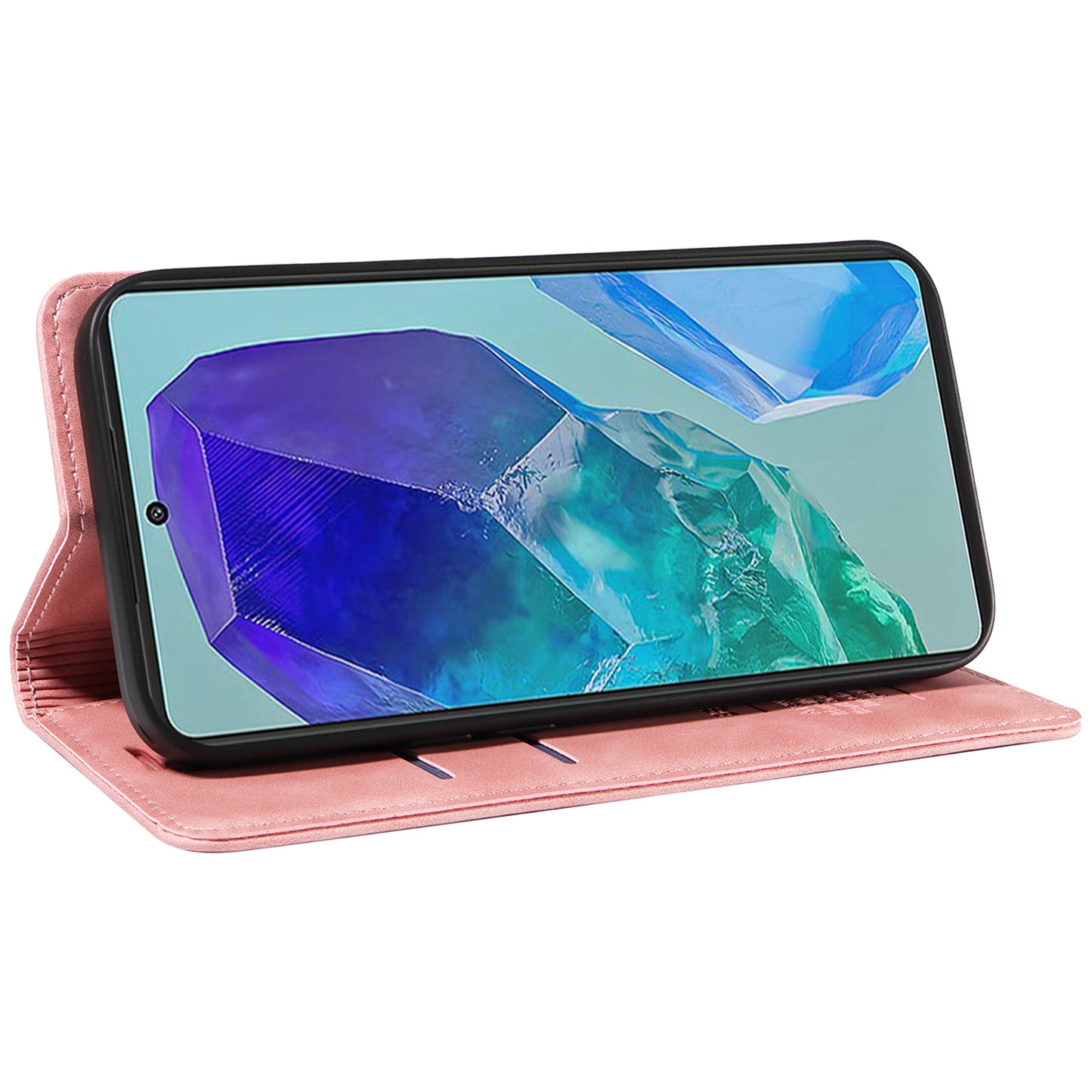 BETOPNICE 003 For Samsung Galaxy M55 5G Case Magnetic Closing Leather Cover RFID Blocking Wallet - Pink