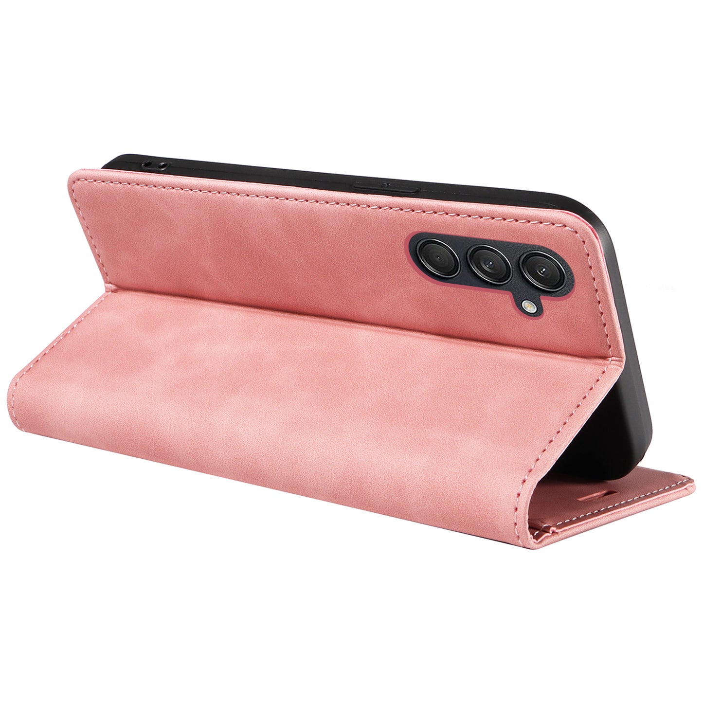 BETOPNICE 003 For Samsung Galaxy M55 5G Case Magnetic Closing Leather Cover RFID Blocking Wallet - Pink