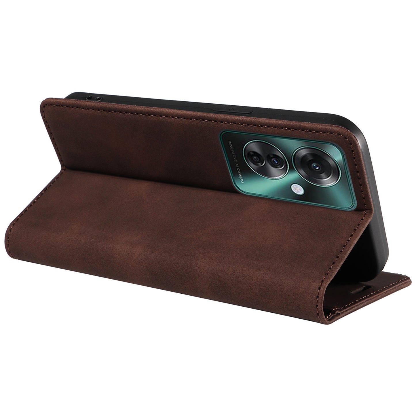 BETOPNICE 003 For Oppo Reno11 F 5G / F25 Pro 5G Case RFID Blocking Leather+TPU Wallet Phone Protector - Brown