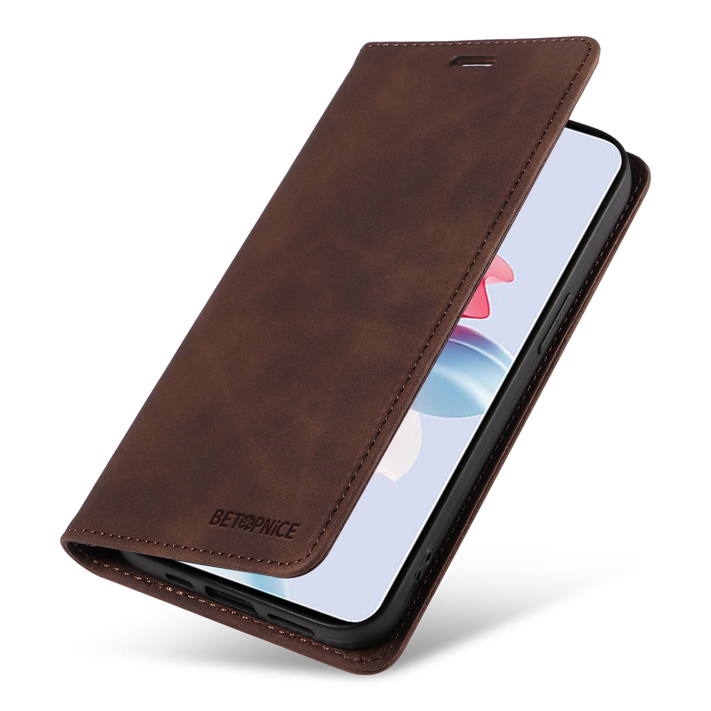 BETOPNICE 003 For Oppo Reno11 F 5G / F25 Pro 5G Case RFID Blocking Leather+TPU Wallet Phone Protector - Brown