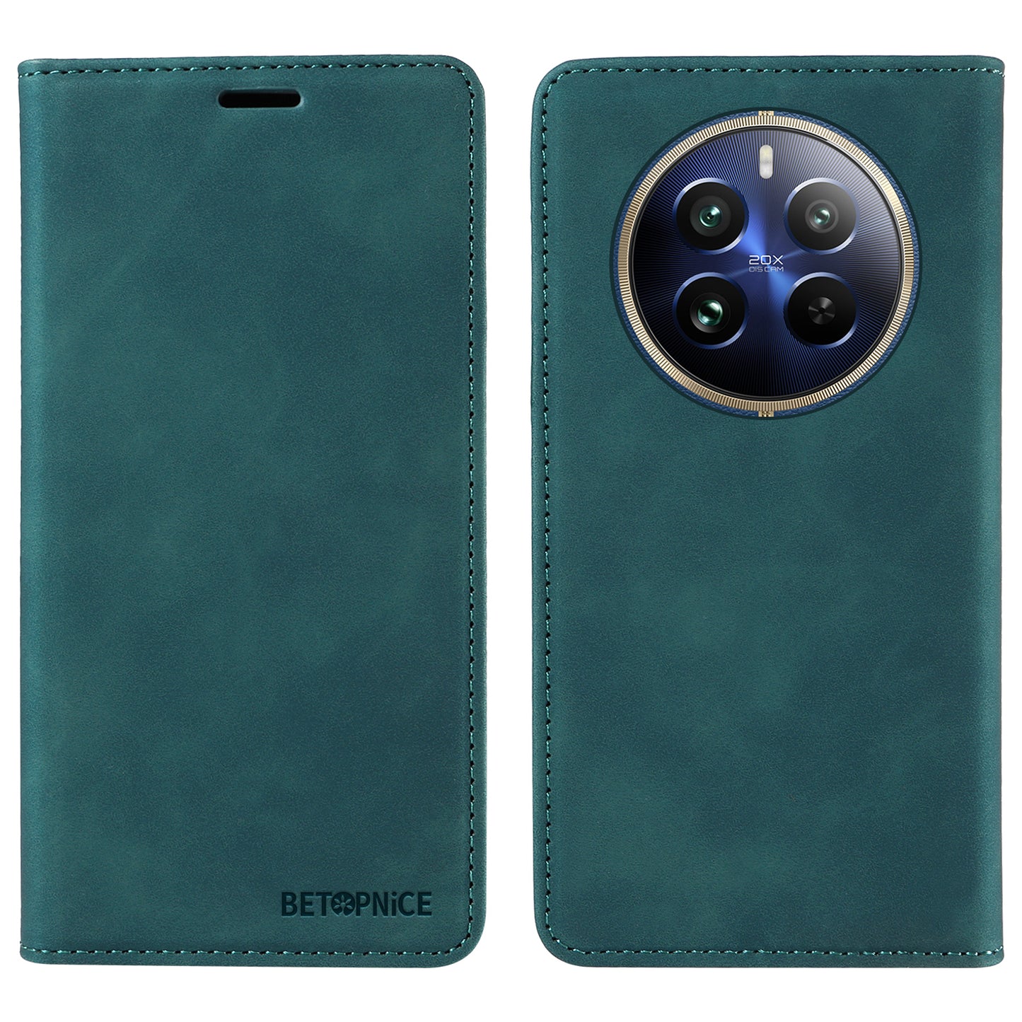 BETOPNICE 003 For Realme 12 Pro+ 5G / 12 Pro 5G Case PU+TPU Phone Protective Cover RFID Blocking Wallet - Green