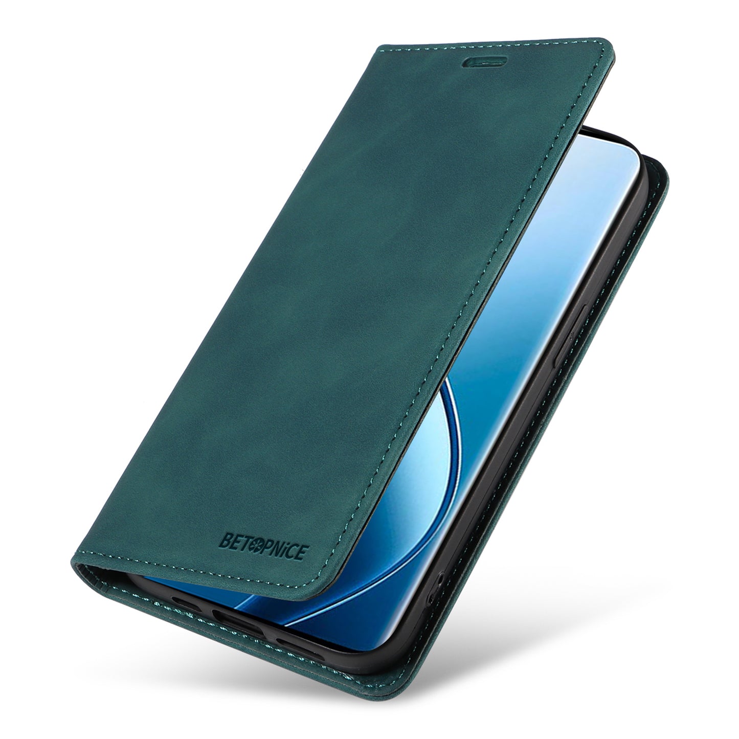 BETOPNICE 003 For Realme 12 Pro+ 5G / 12 Pro 5G Case PU+TPU Phone Protective Cover RFID Blocking Wallet - Green
